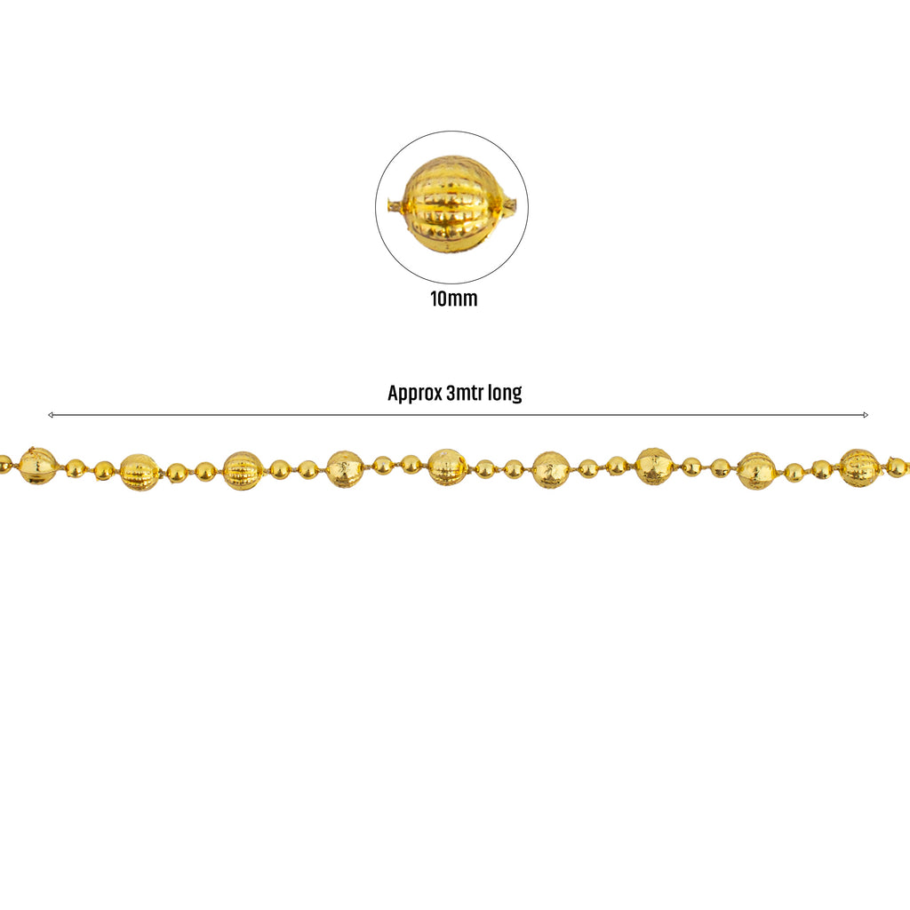 Christmas Disco Bead Gold 10mm 3Mtr Box