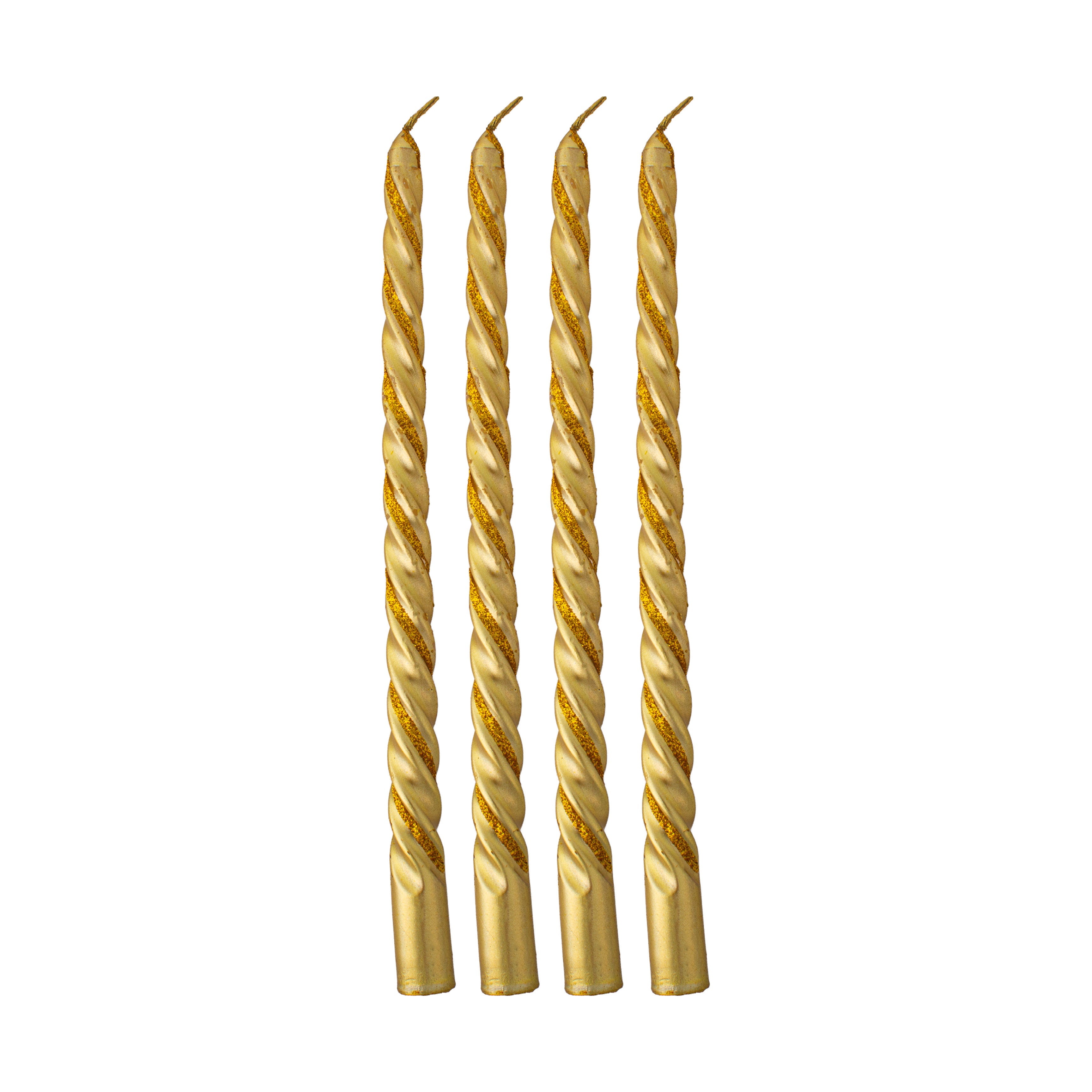 Gold Spiral Candle & Metal Candlestick Holder (Large) Combo