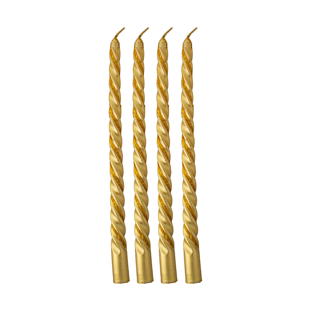 Gold Spiral Candle & Metal Candlestick Holder (Medium) Combo