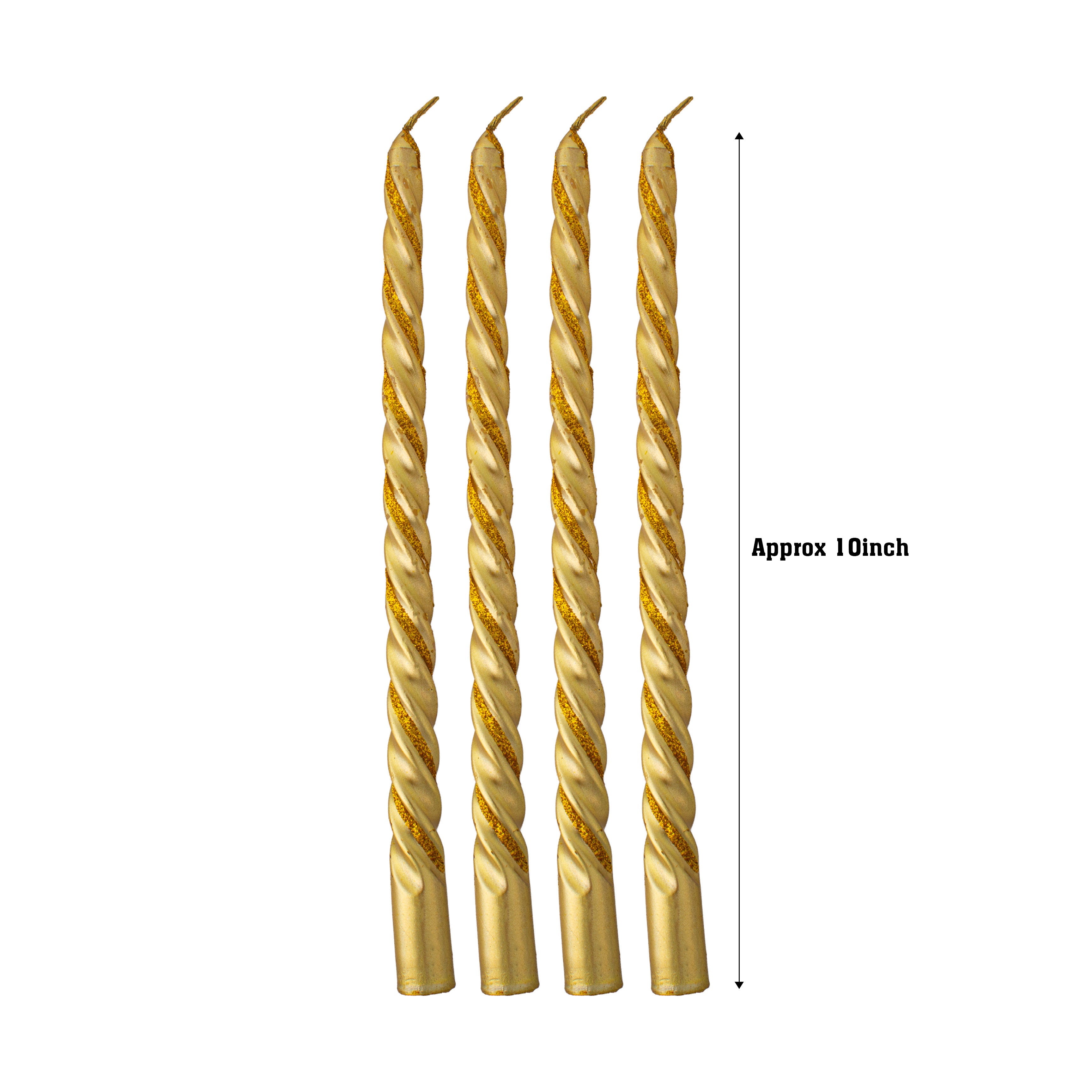 Gold Spiral Candle & Metal Candlestick Holder (Small) Combo