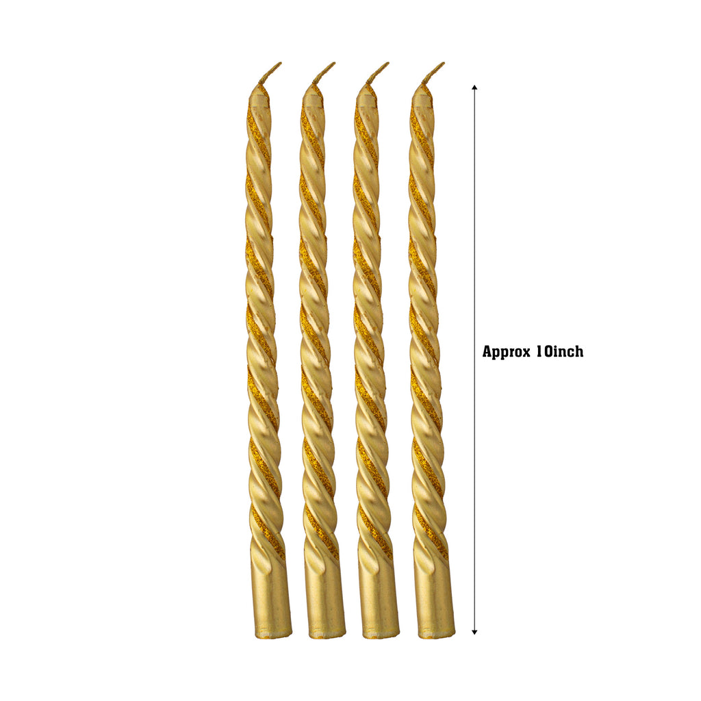 Gold Spiral Candle & Metal Candlestick Holder (Large) Combo