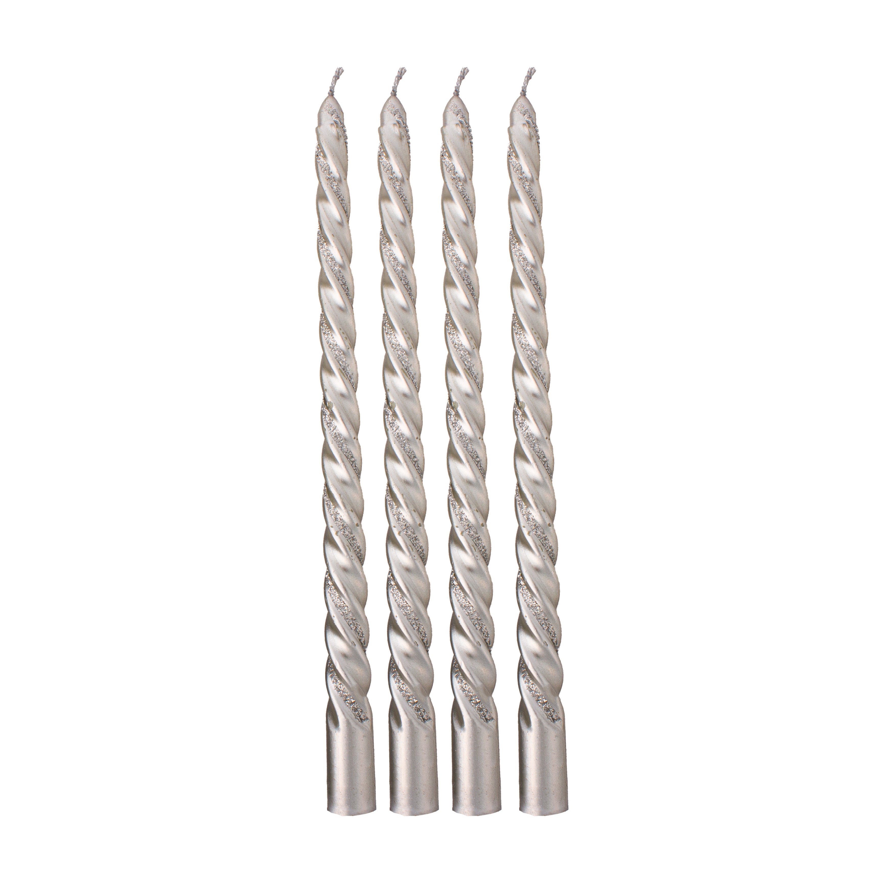 Silver Spiral Candle & Metal Candlestick Holder (Small) Combo