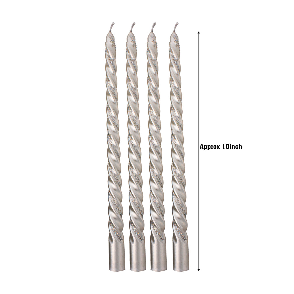 Silver Spiral Candle & Metal Candlestick Holder (Medium) Combo