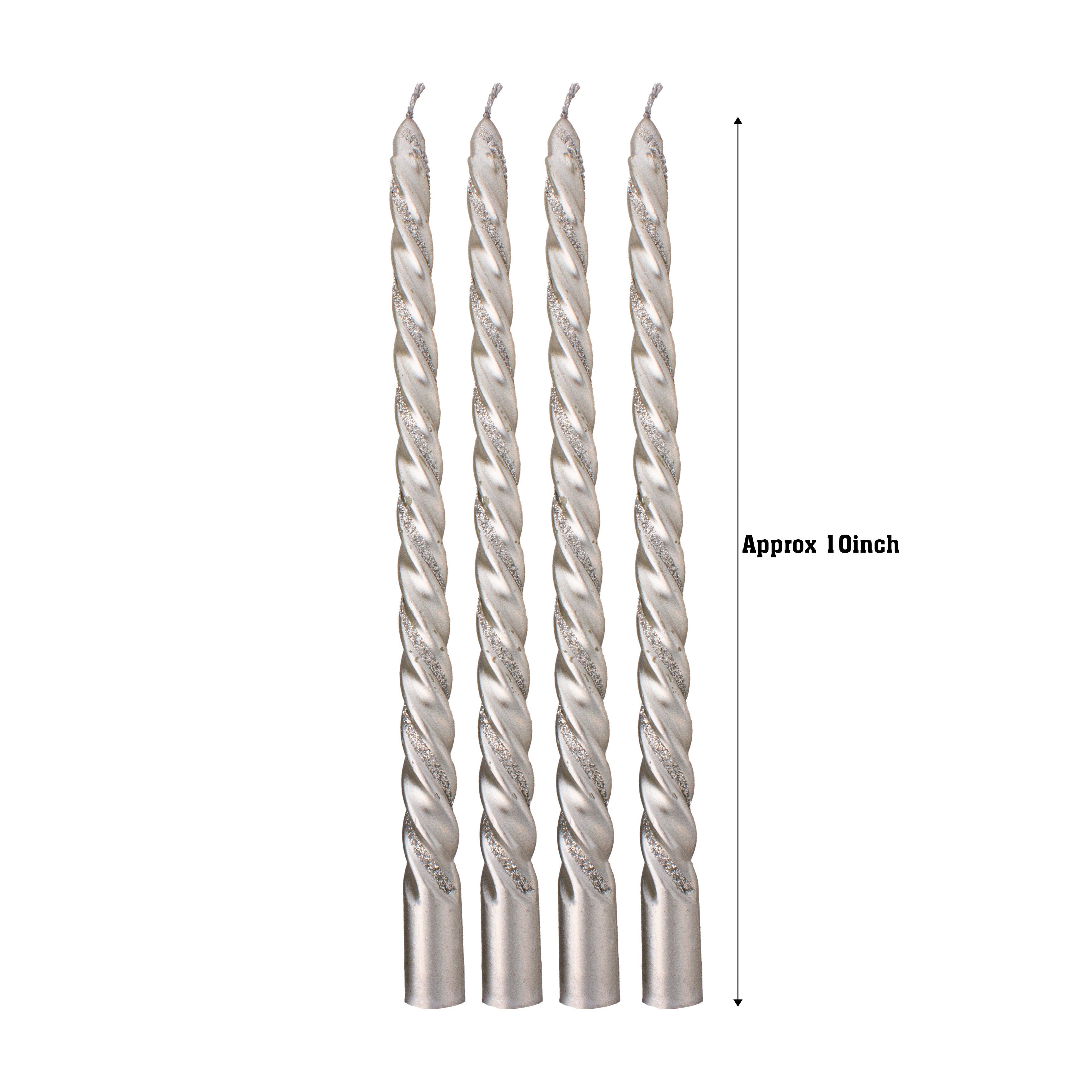 Silver Spiral Candle & Metal Candlestick Holder (Large) Combo