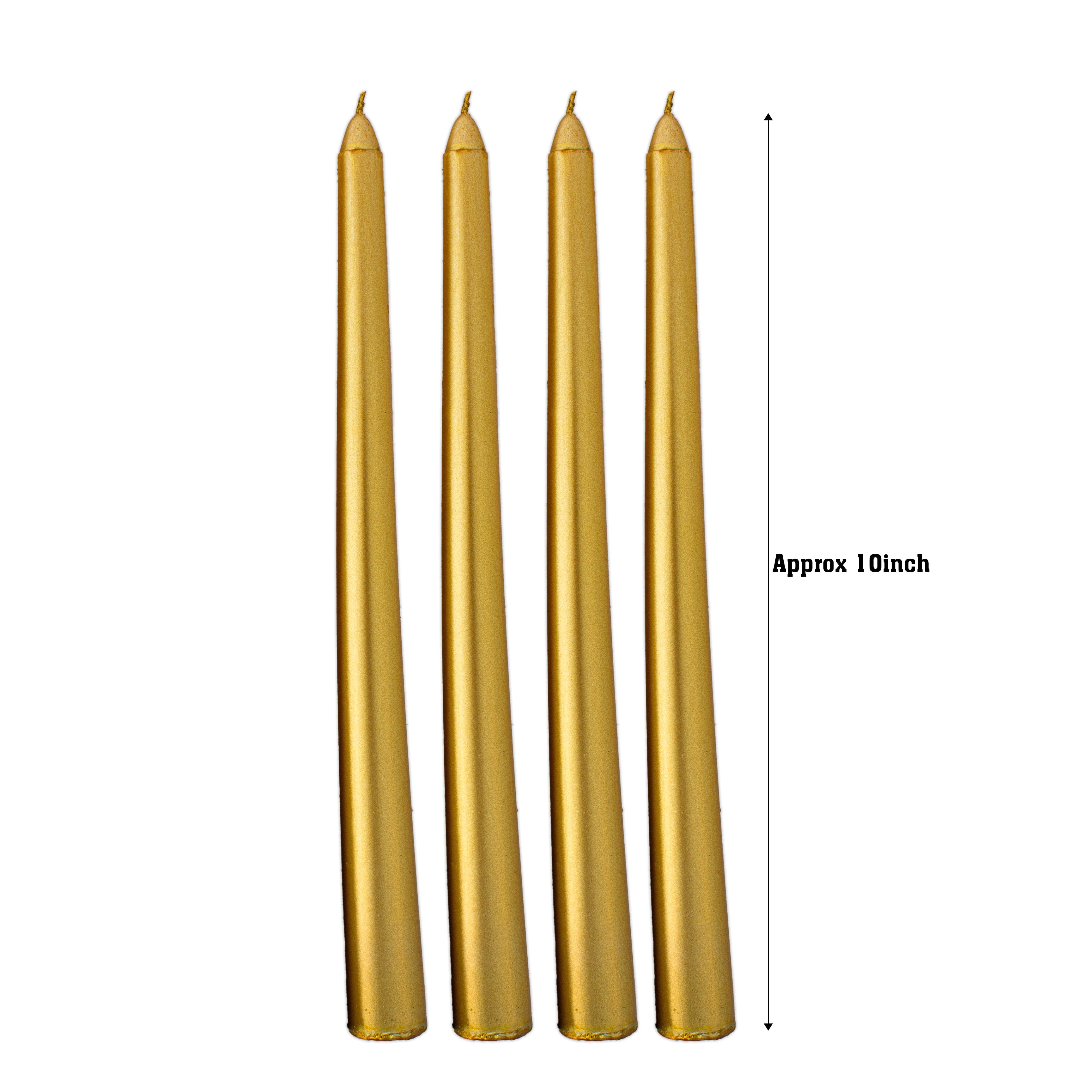 Metallic Round Candle Gold & Metal Candlestick Holder (Large) Combo