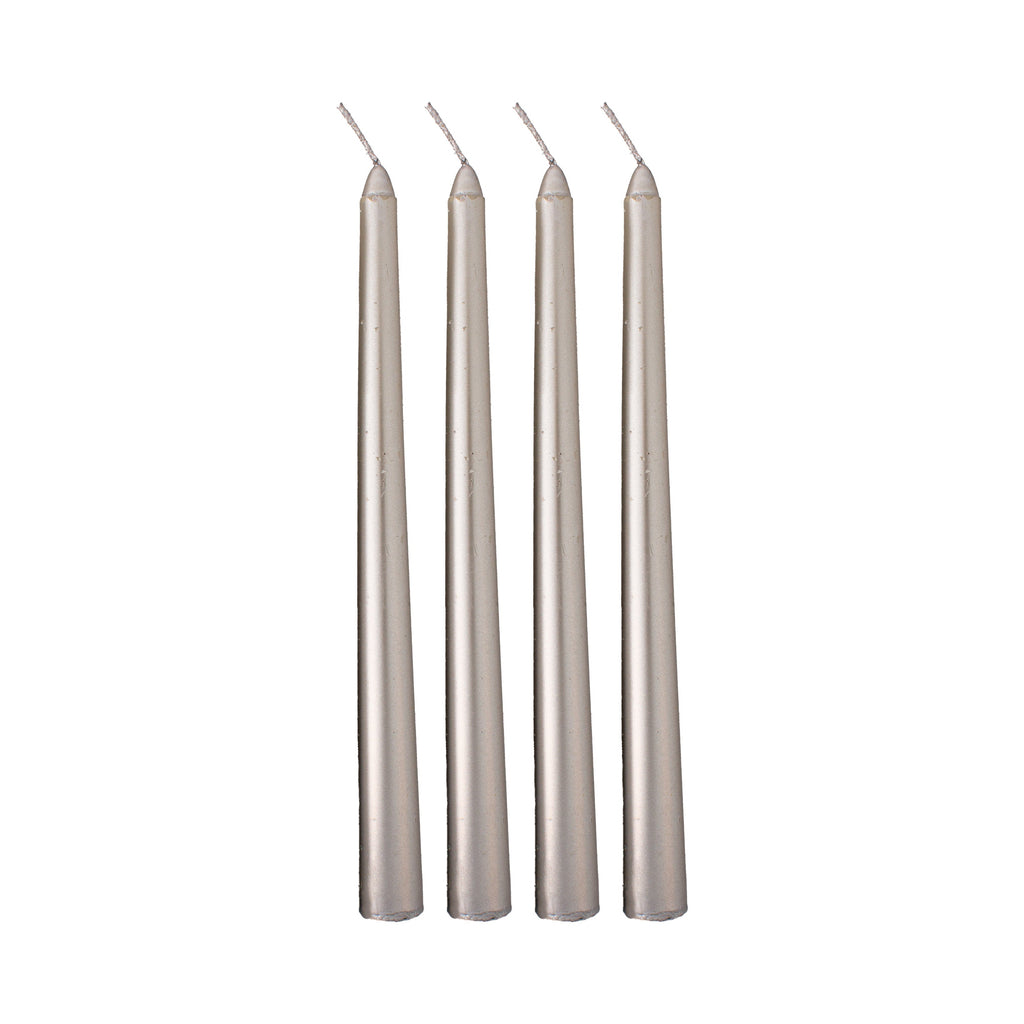 Metallic Round Candle Silver & Metal Candlestick Holder (Medium) Combo