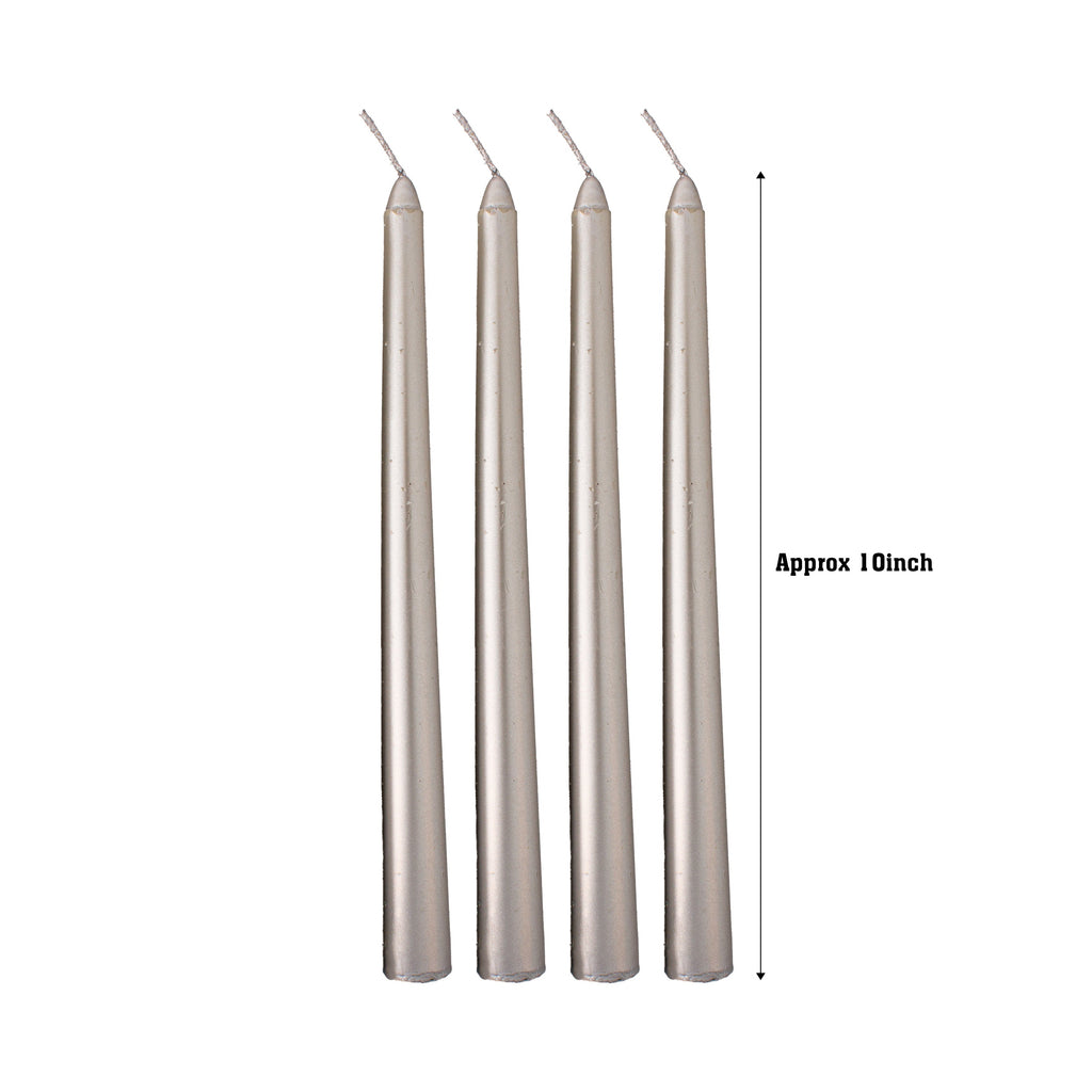 Metallic Round Candle Silver & Metal Candlestick Holder (Medium) Combo