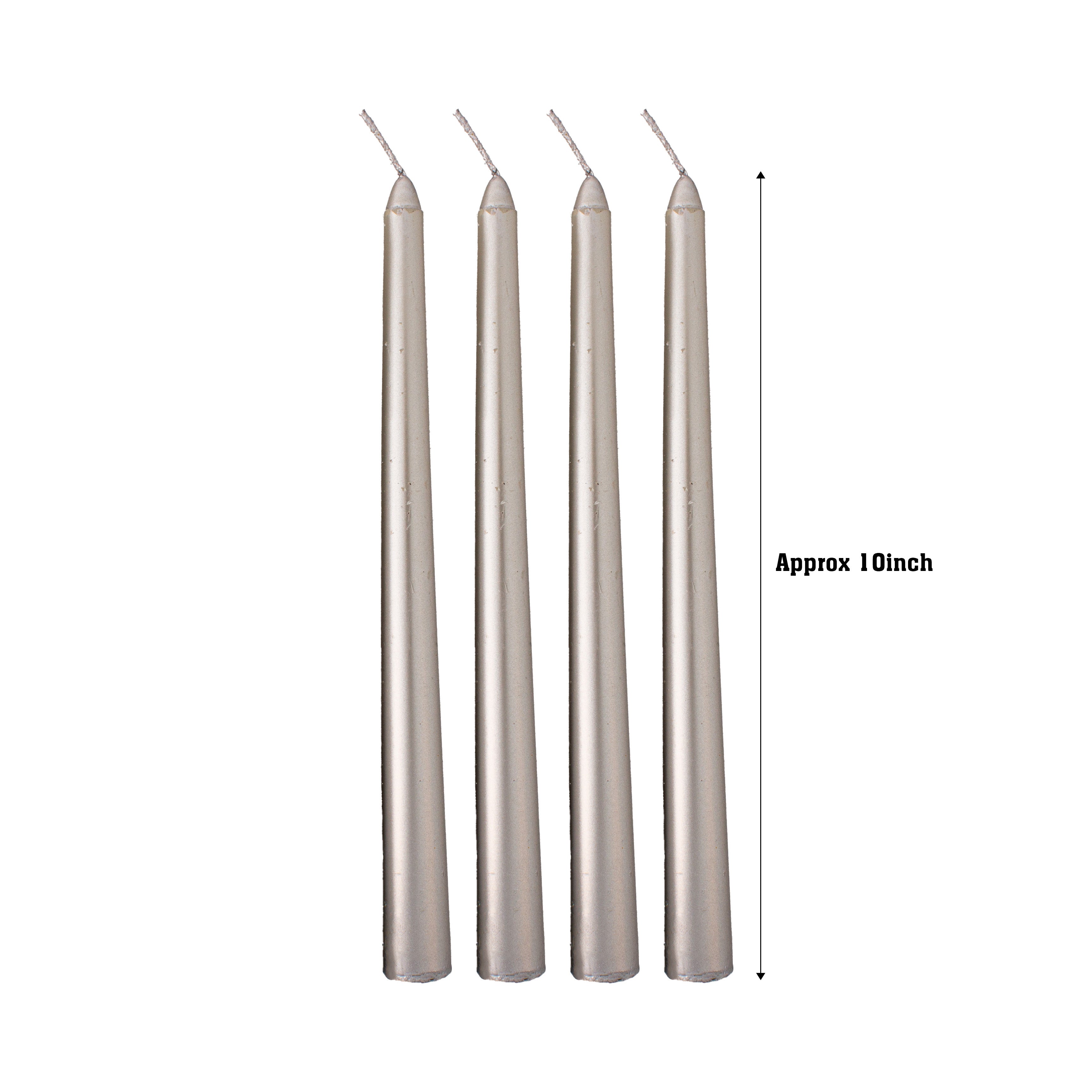 Metallic Round Candle Silver & Metal Candlestick Holder (Small) Combo