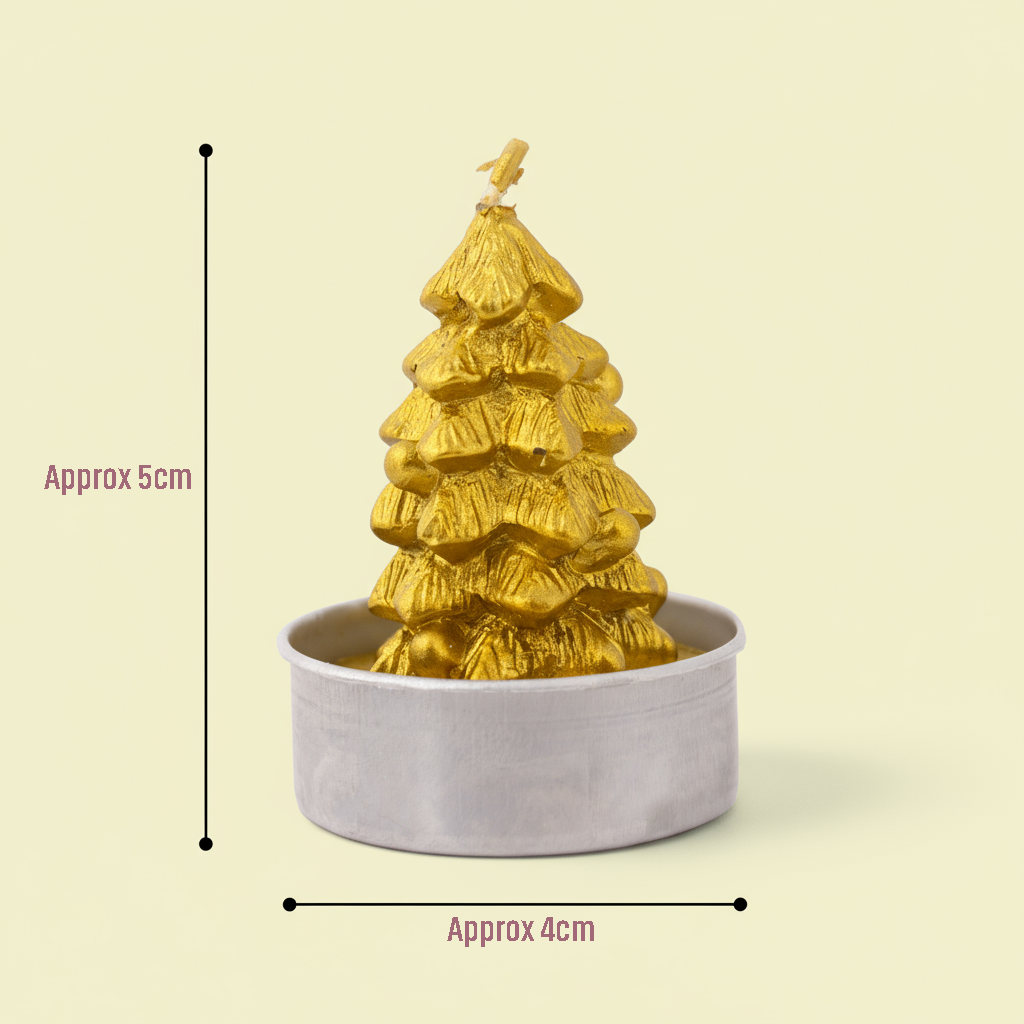 Christmas Tree T- Light Candle Gold 6cm 1pc