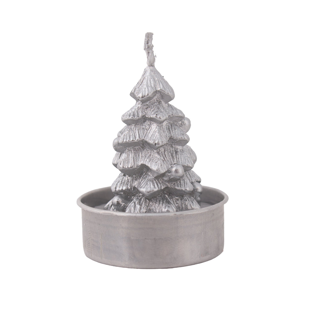 Christmas Tree T- Light Candle Silver 6cm 1pc