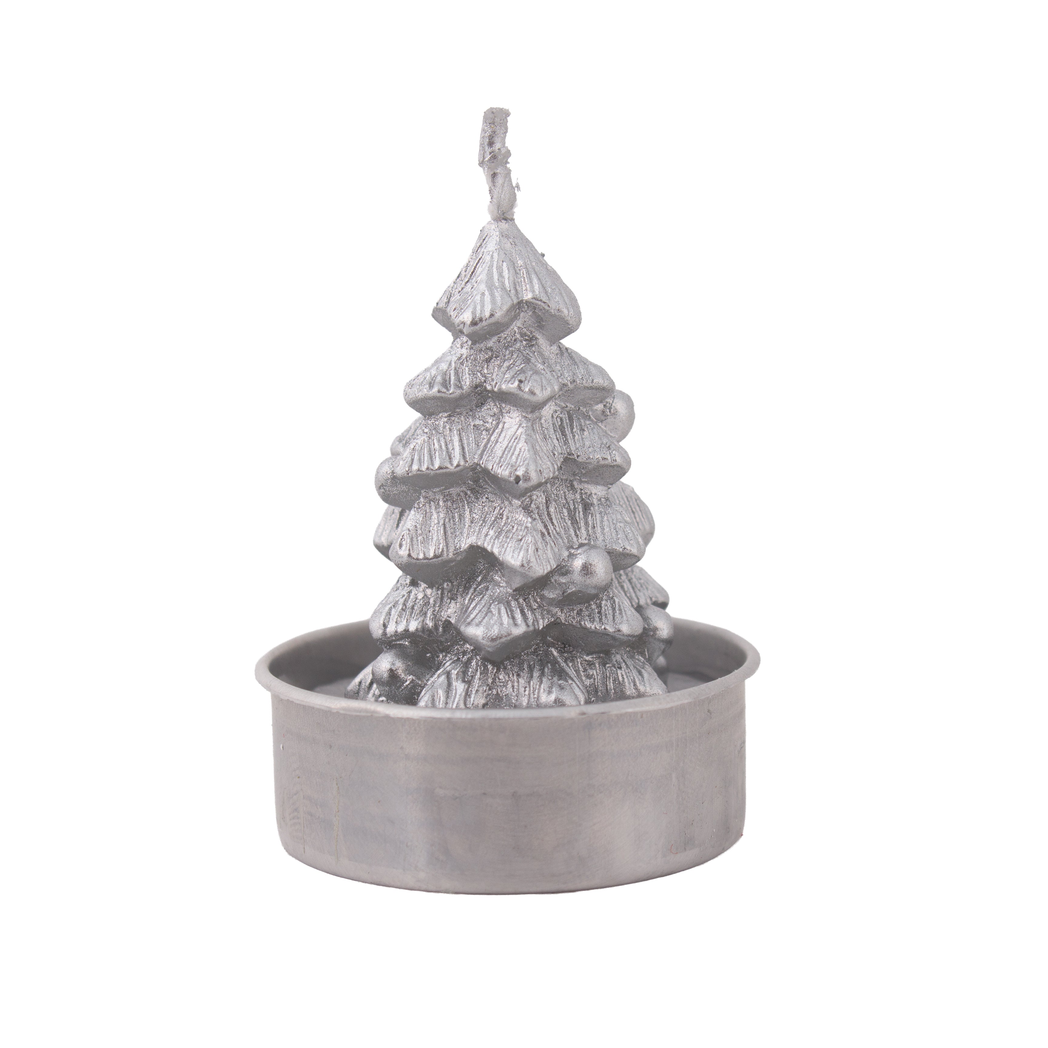 Christmas Tree T- Light Candle Silver 6cm 1pc