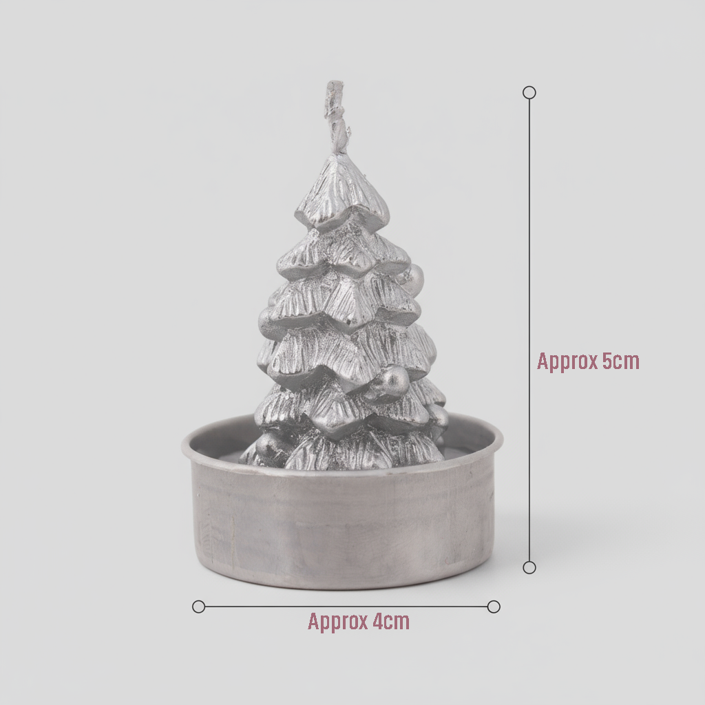 Christmas Tree T- Light Candle Silver 6cm 1pc