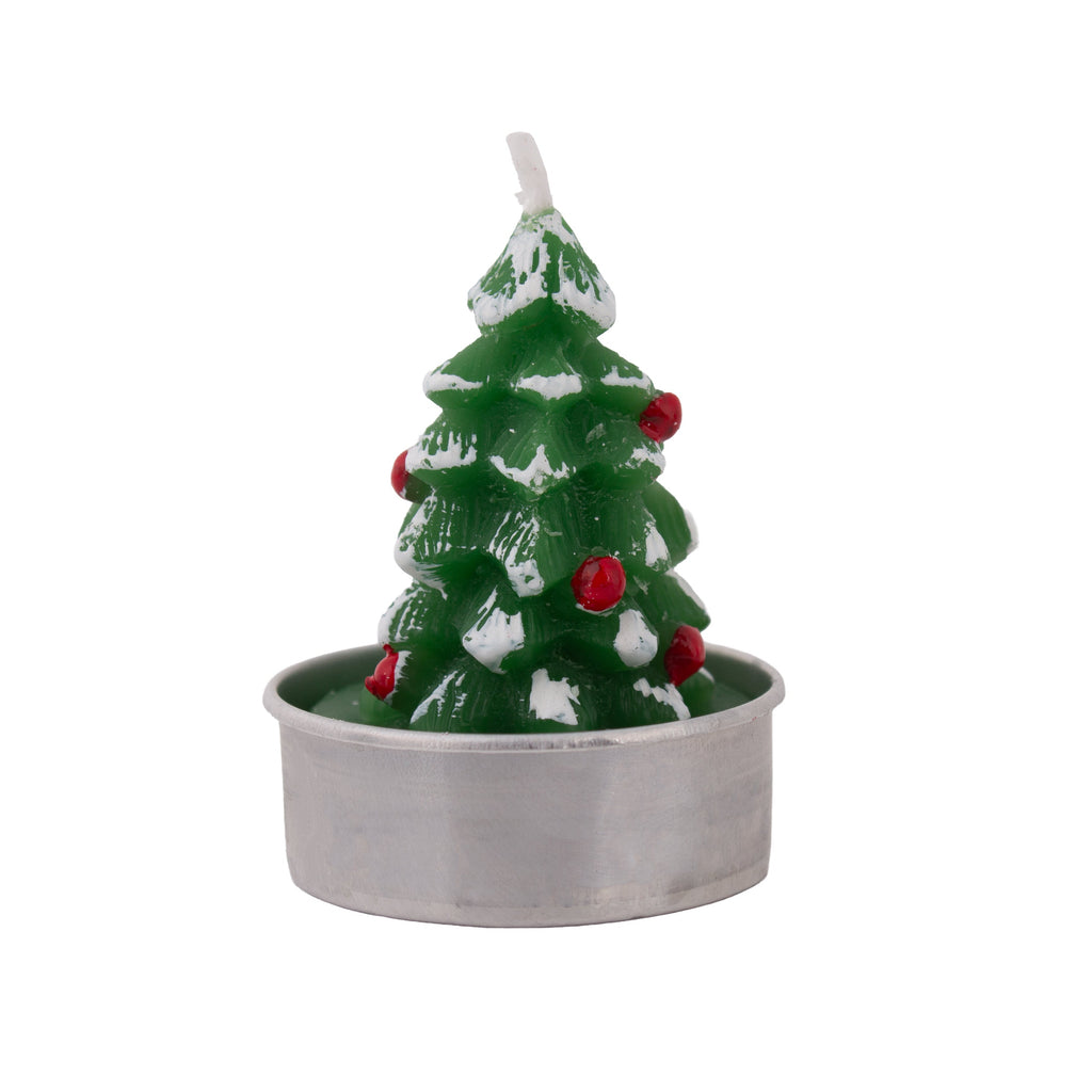 Christmas Tree T- Light Candle Green and white 6cm 1pc