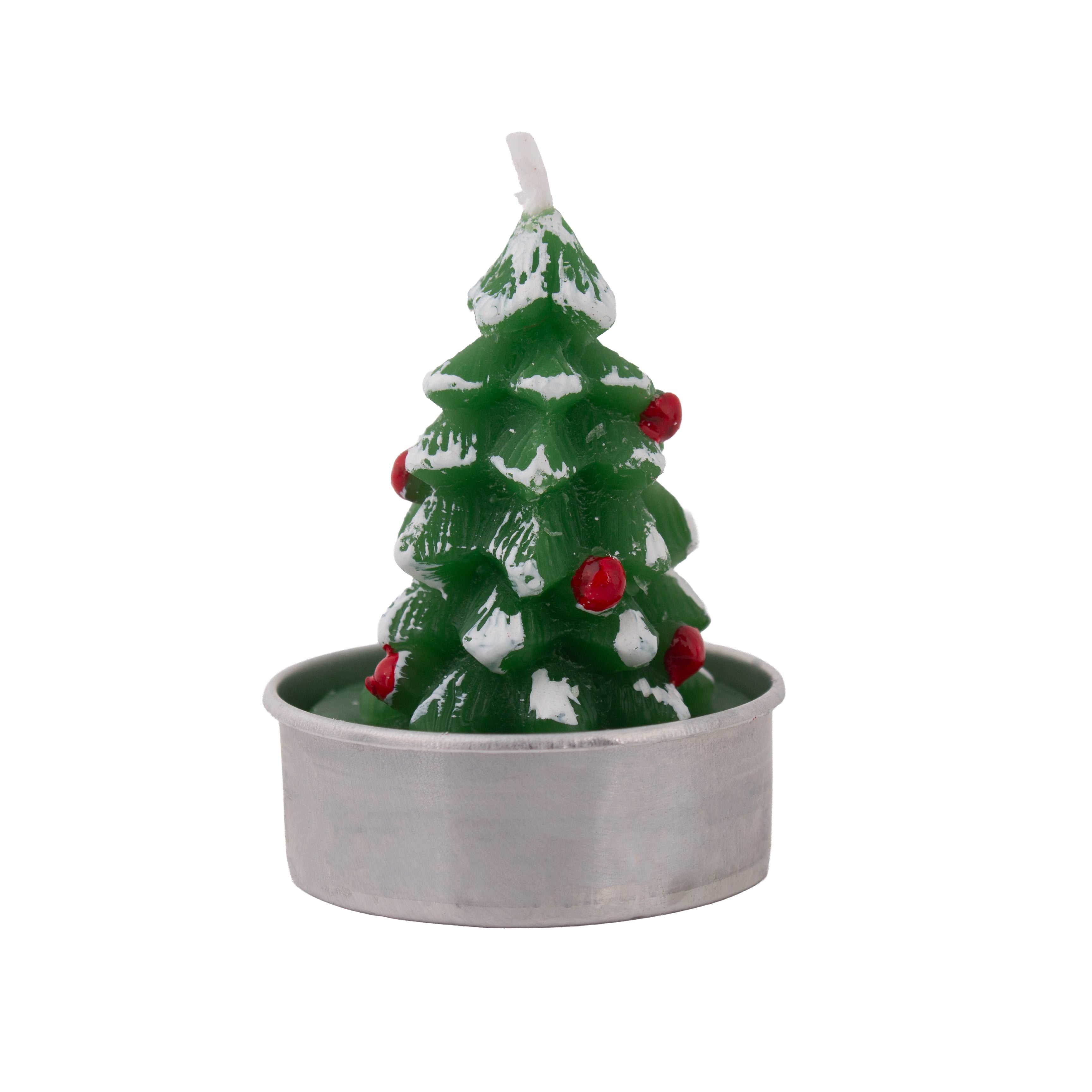 Christmas Tree T- Light Candle Green and white 6cm 1pc