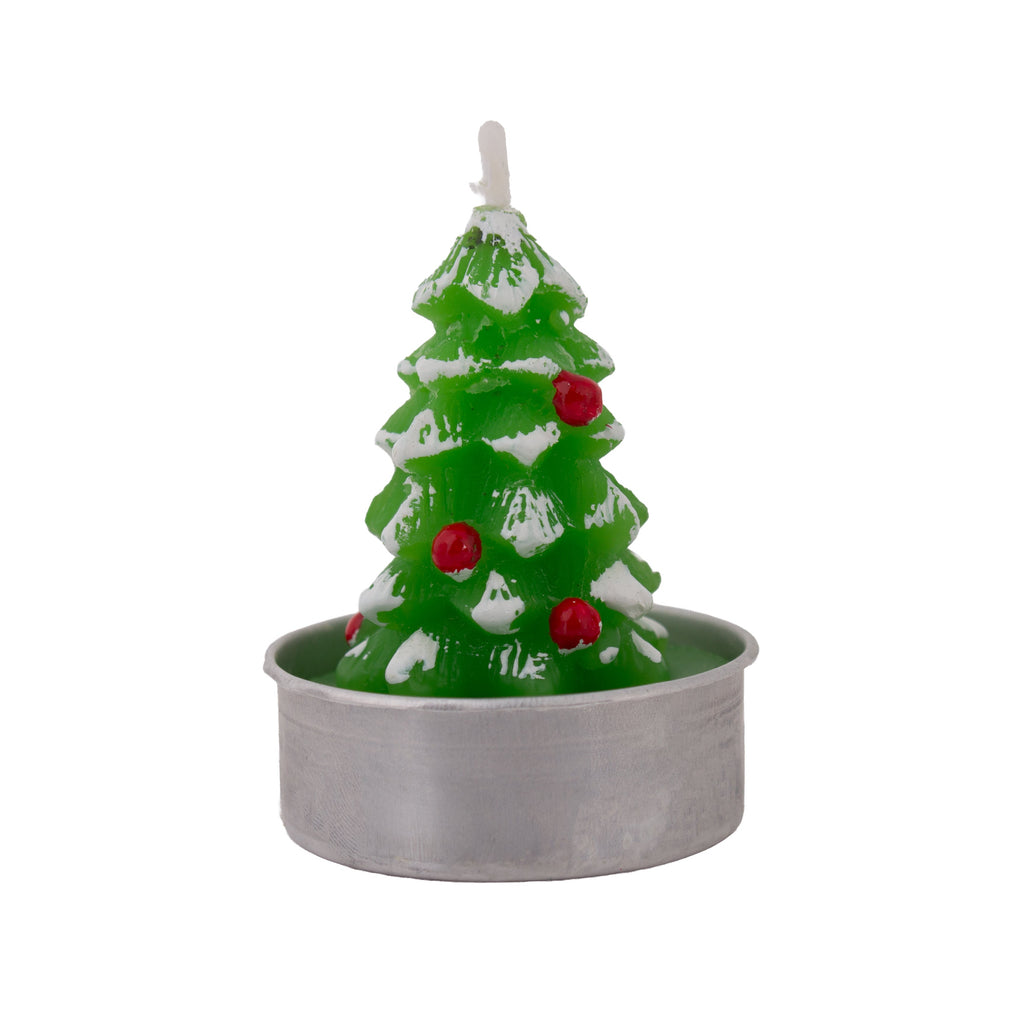 Christmas Tree T- Light Candle Light Green and white 6cm 1pc
