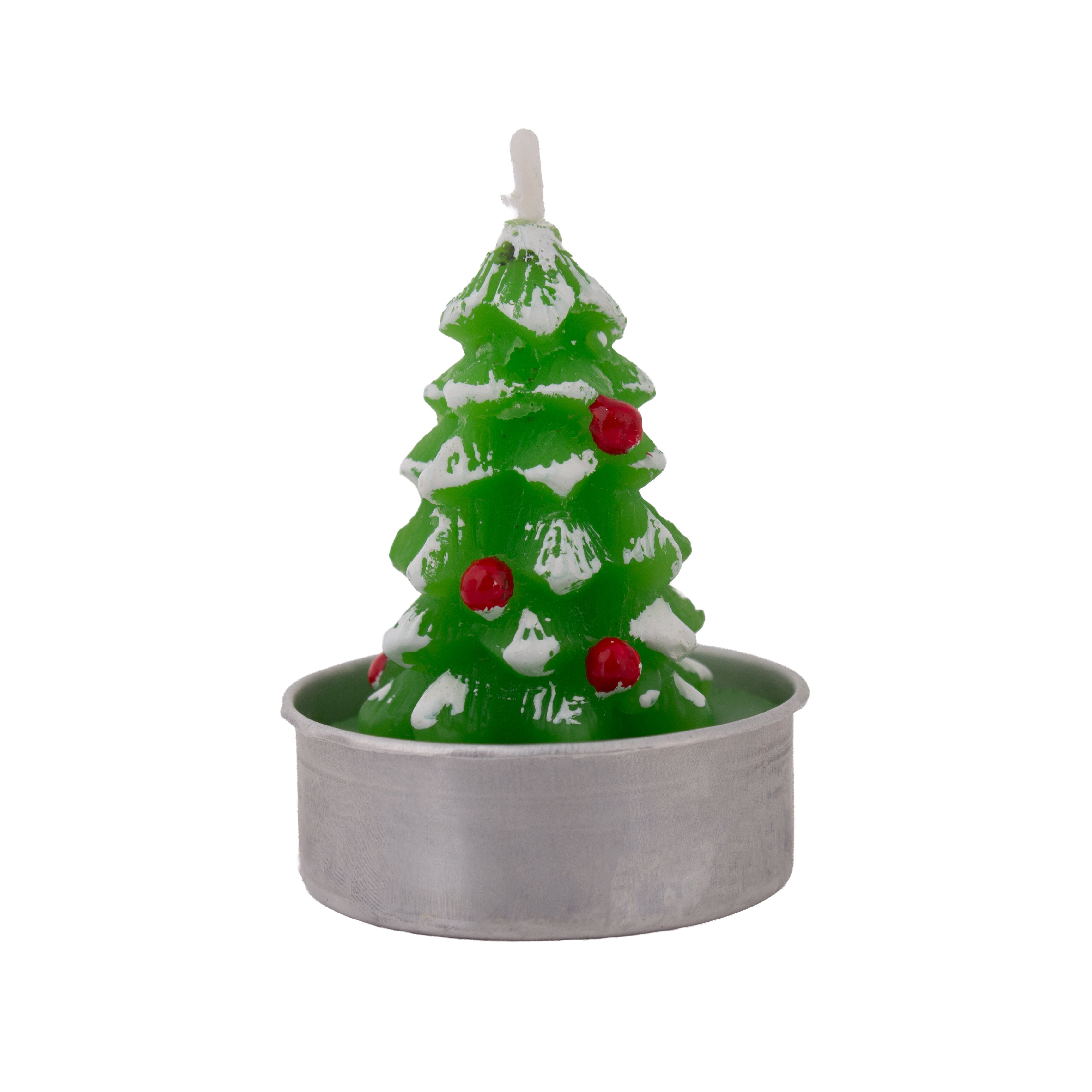 Christmas Tree T- Light Candle Light Green and white 6cm 1pc