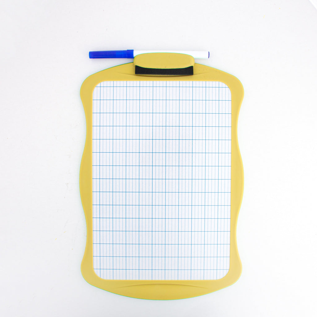 Erasable White Slate Both side Use with Brush & Felt Pen Yellow 18 X 28cm 1pc