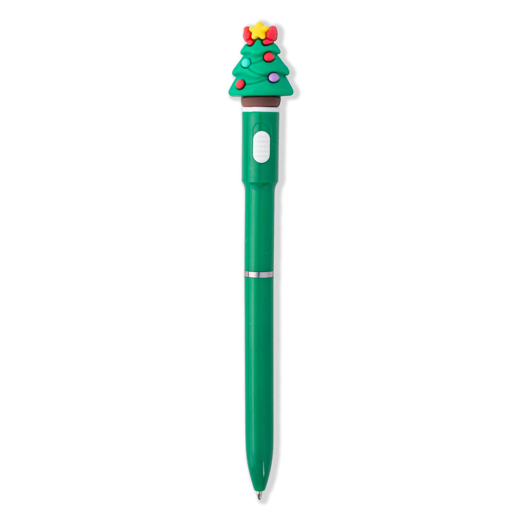 Christmas Tree Light up Blue Ballpoint Pen 0.7mm Tip 1pc