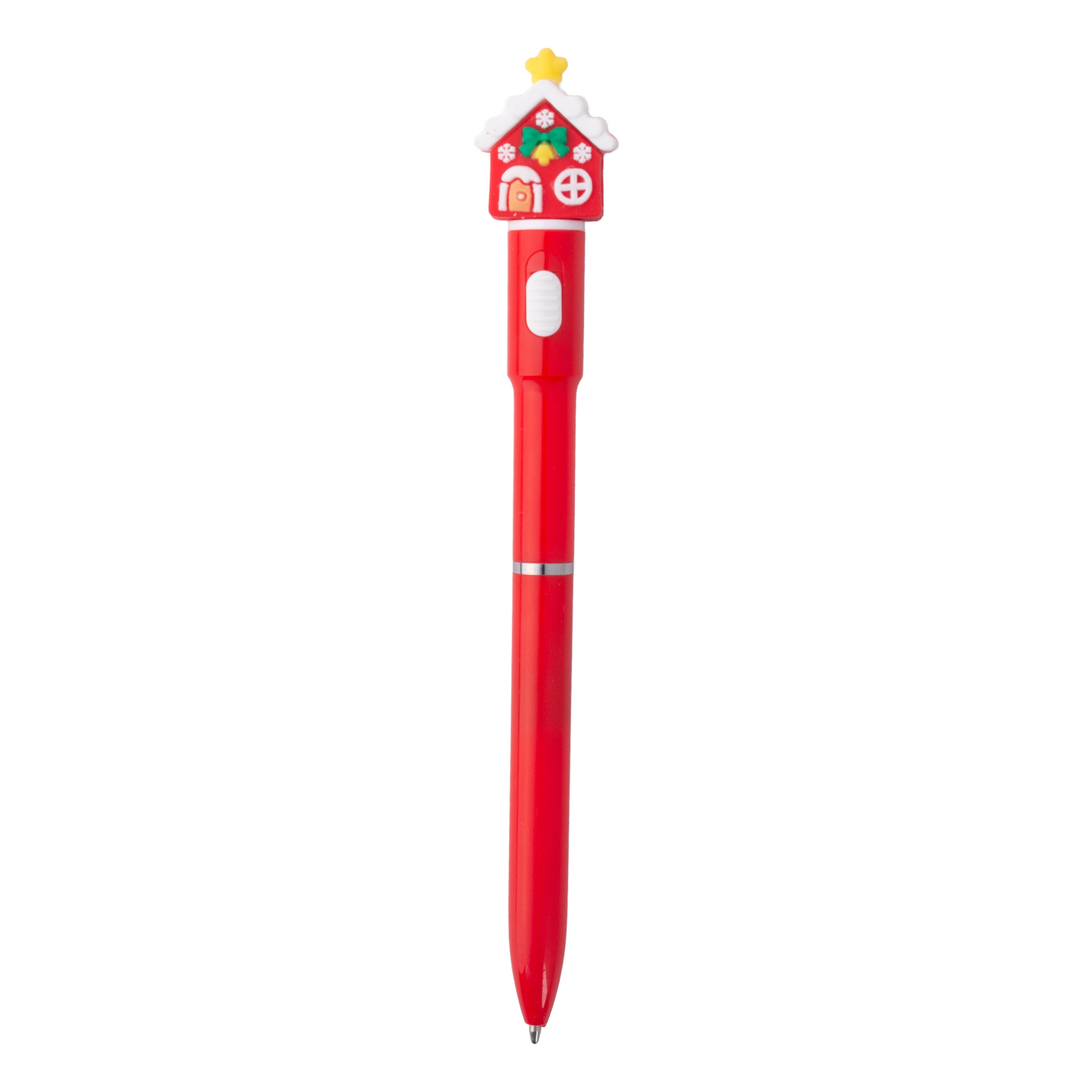 Christmas House Light up Blue Ballpoint Pen 0.7mm Tip 1pc