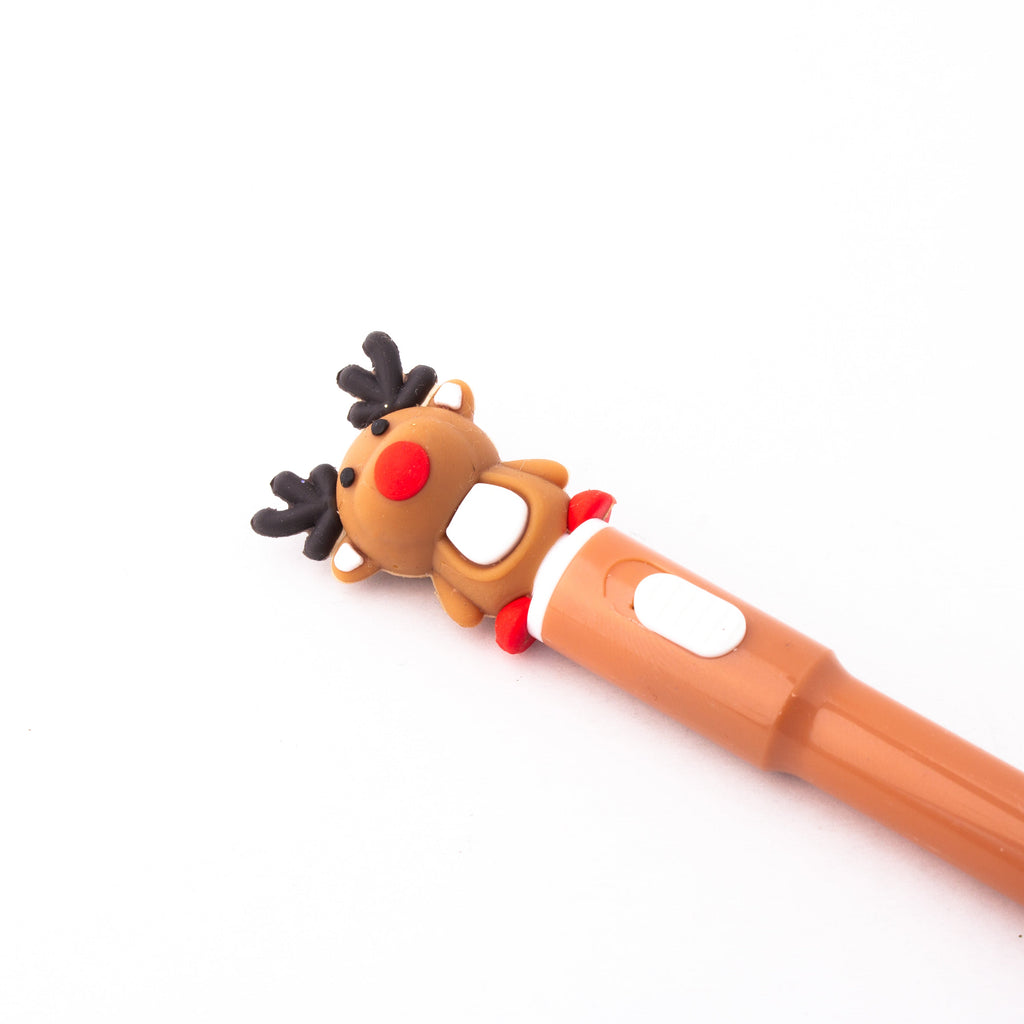 Christmas Reindeer Light up Blue Ballpoint Pen 0.7mm Tip 1pc