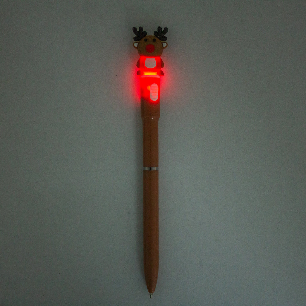 Christmas Reindeer Light up Blue Ballpoint Pen 0.7mm Tip 1pc