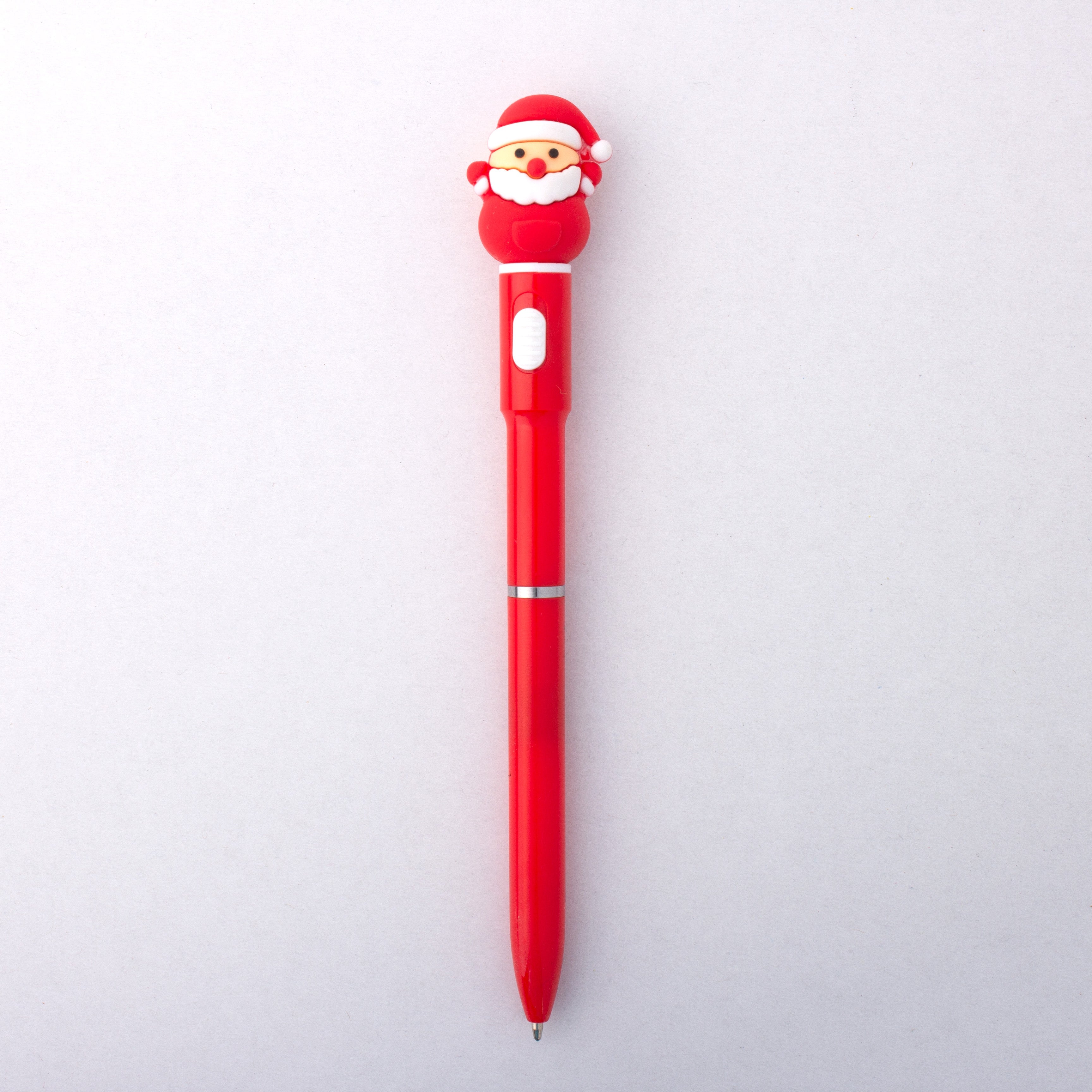 Christmas Santa Light up Blue Ballpoint Pen 0.7mm Tip 1pc