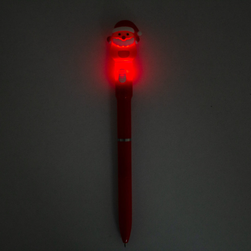 Christmas Santa Light up Blue Ballpoint Pen 0.7mm Tip 1pc