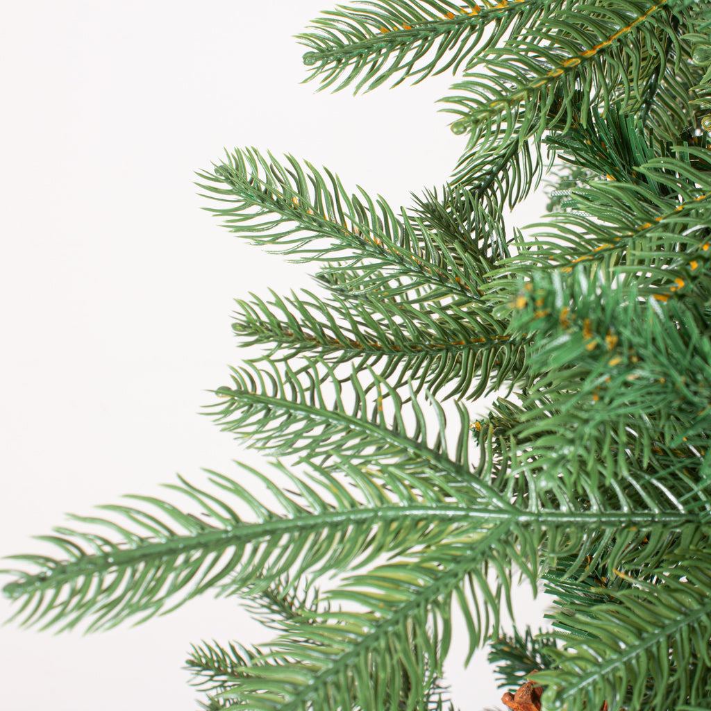 5 Feet - Christmas Deluxe Realistic Tree with Metal Stand Pine Cones & Red Berries (150cm) 1pc  (Ornaments Combo)