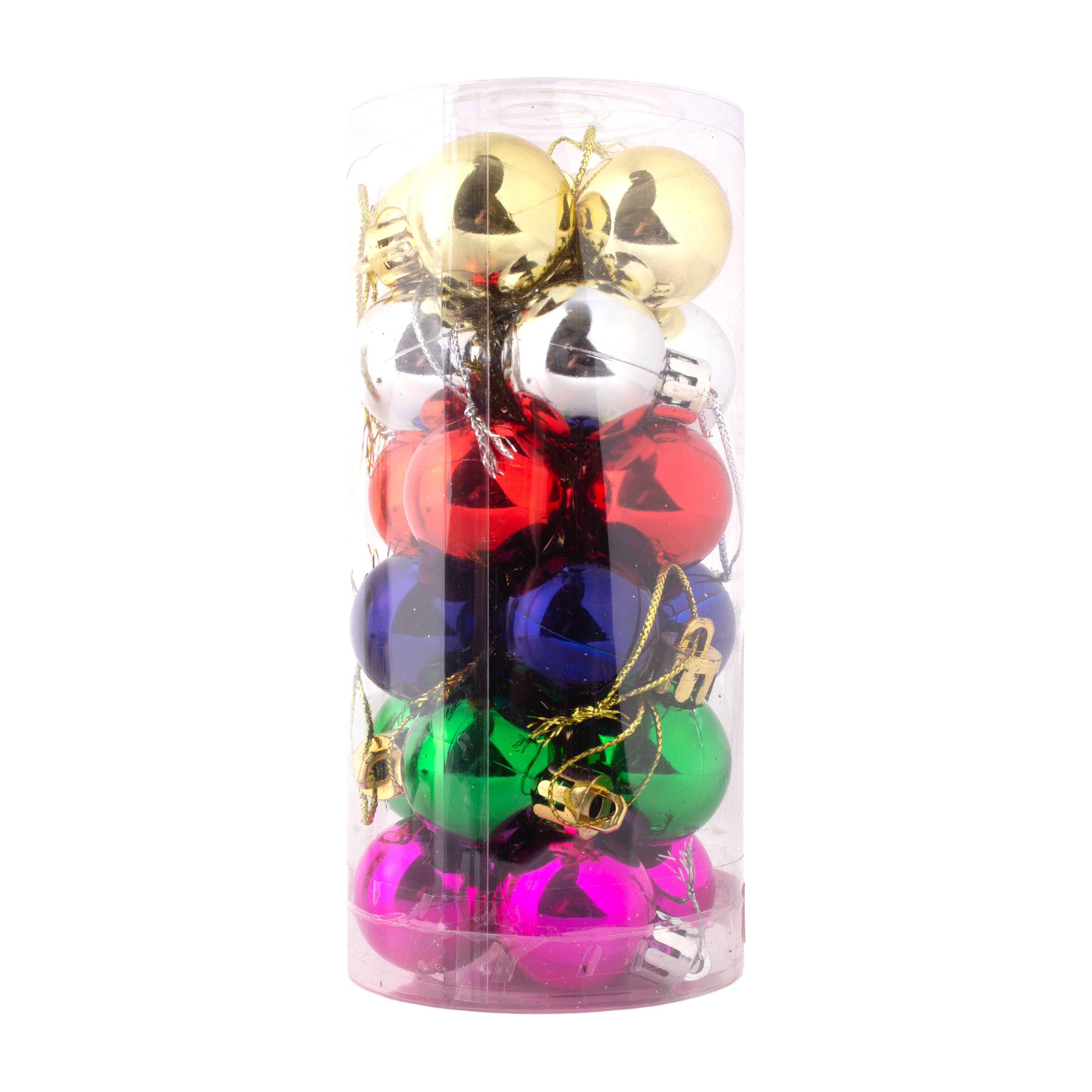Christmas Decoration Glittered Bauble Small Assorted colours 3cm 24pcs 1 Box