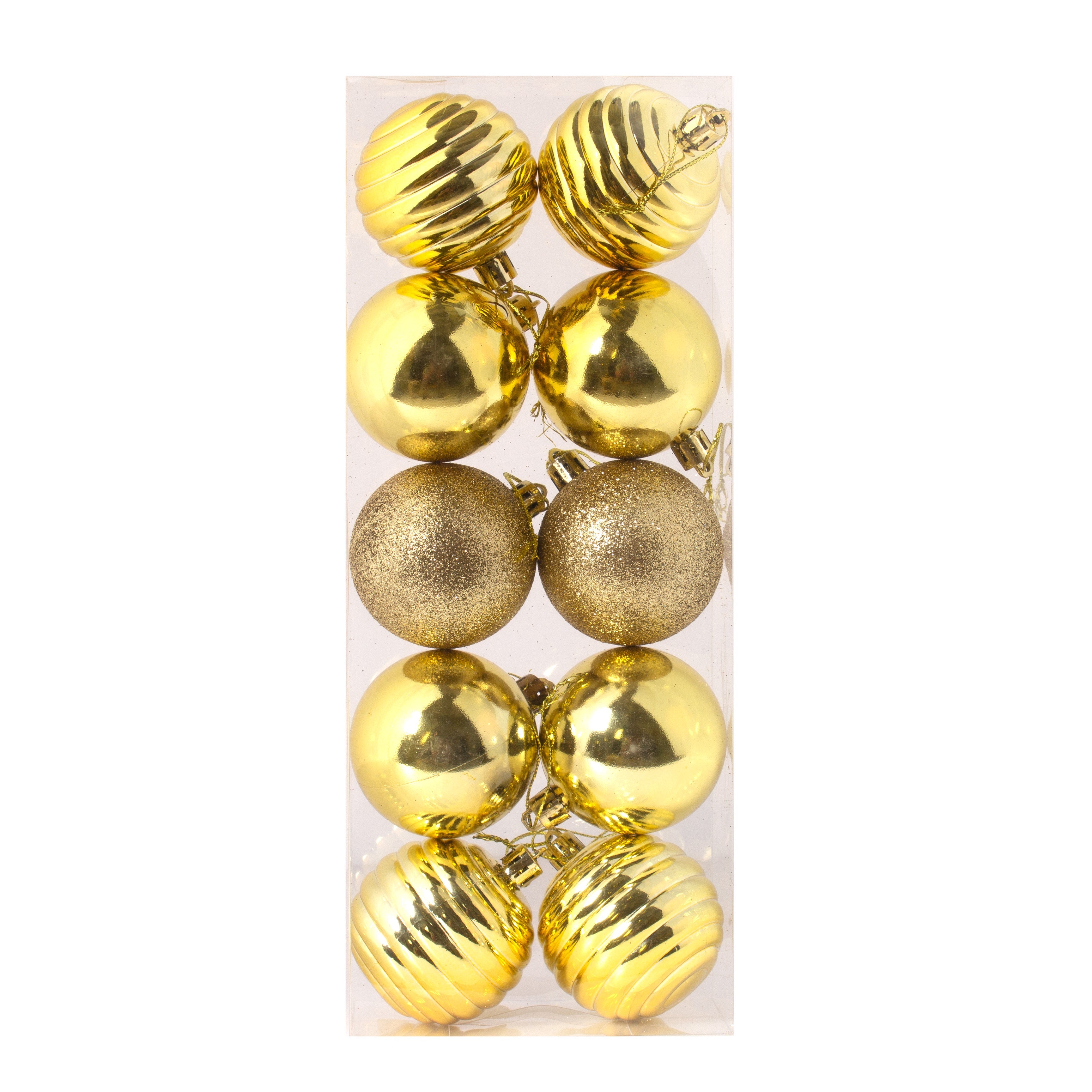 Christmas Decoration Glittered Bauble Gold 6cm 10pcs 1 Box