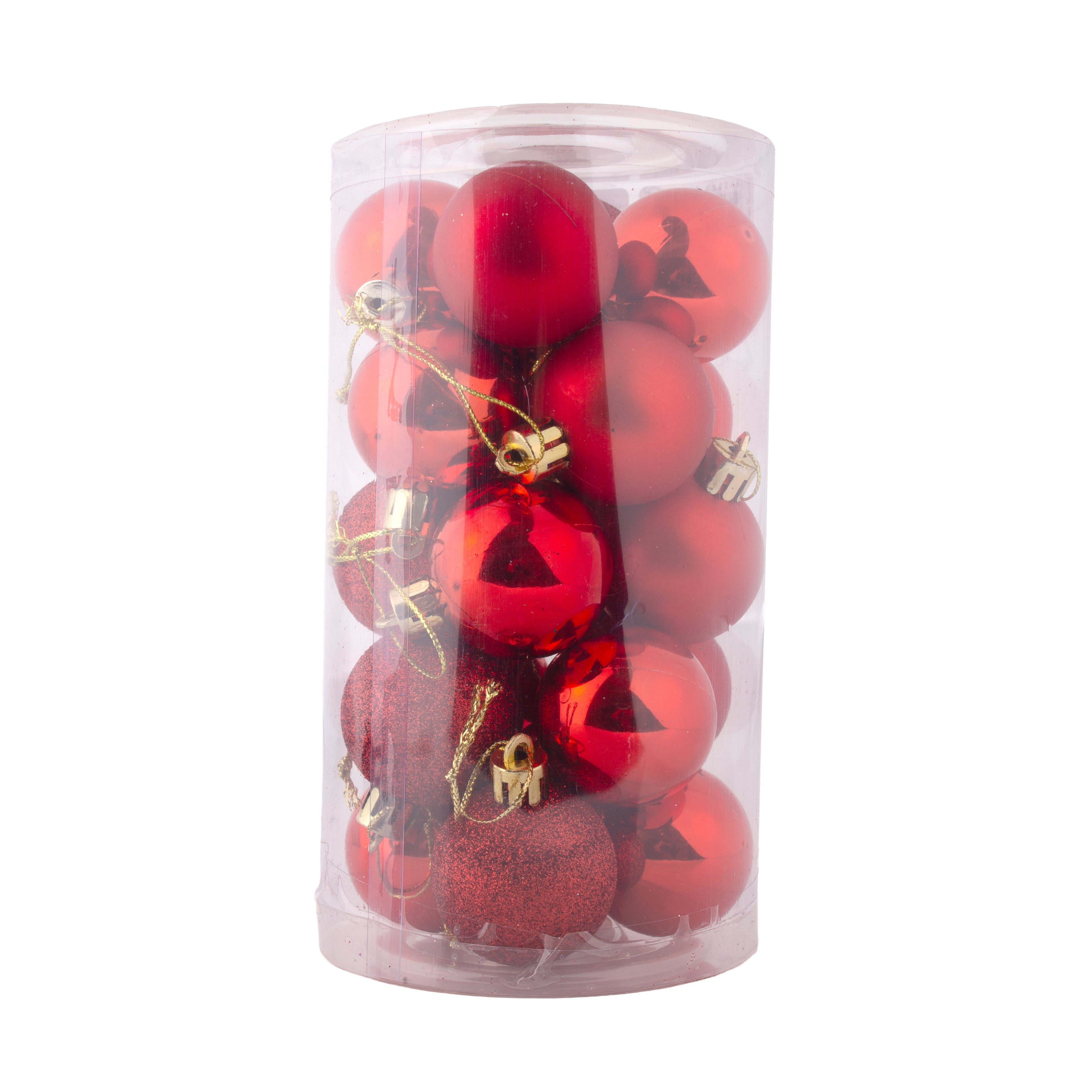 Christmas Decoration Matte Glitter Bauble Red 4cm 20pcs 1 Box
