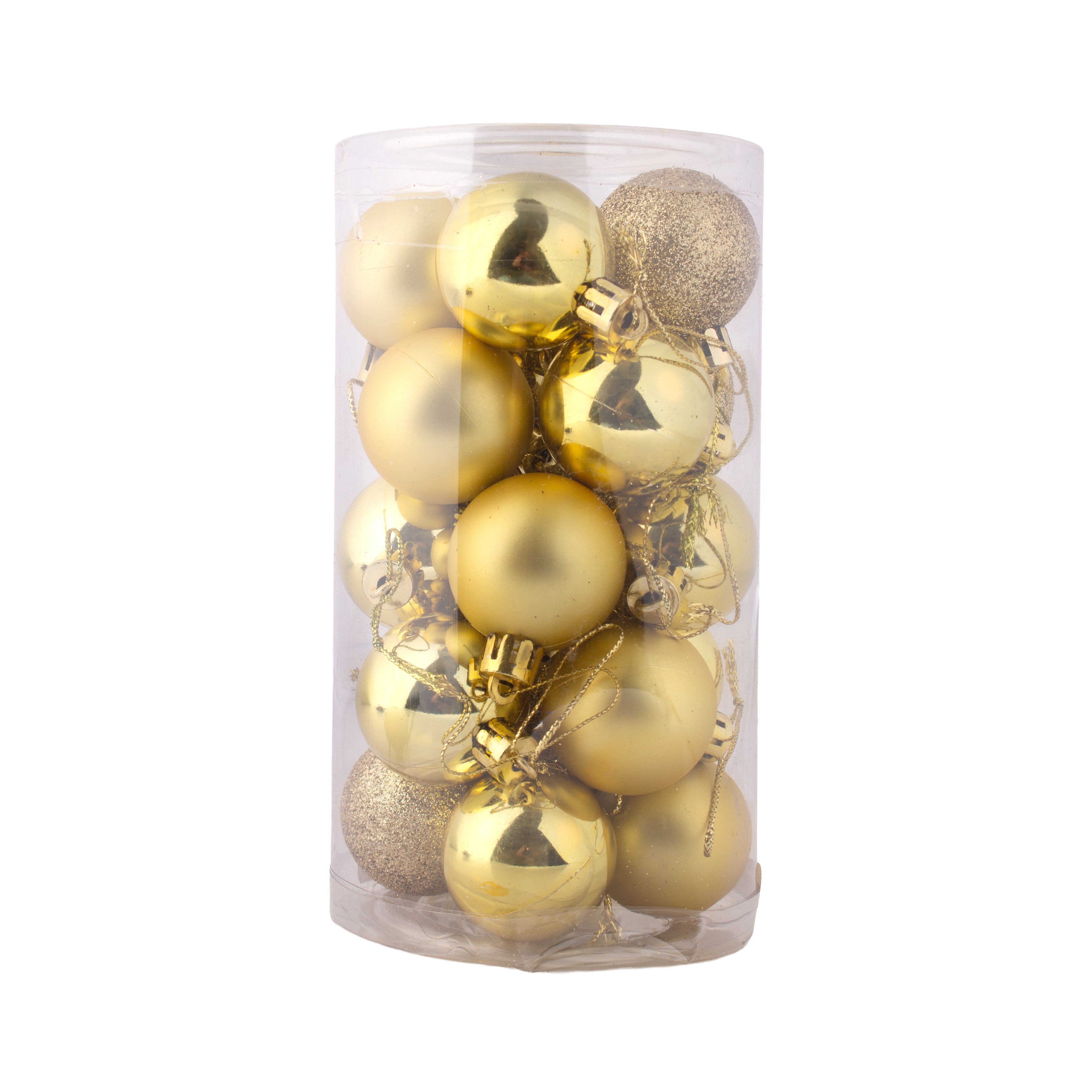Christmas Decoration Matte Glitter Bauble Gold 4cm 20pcs Assist Box
