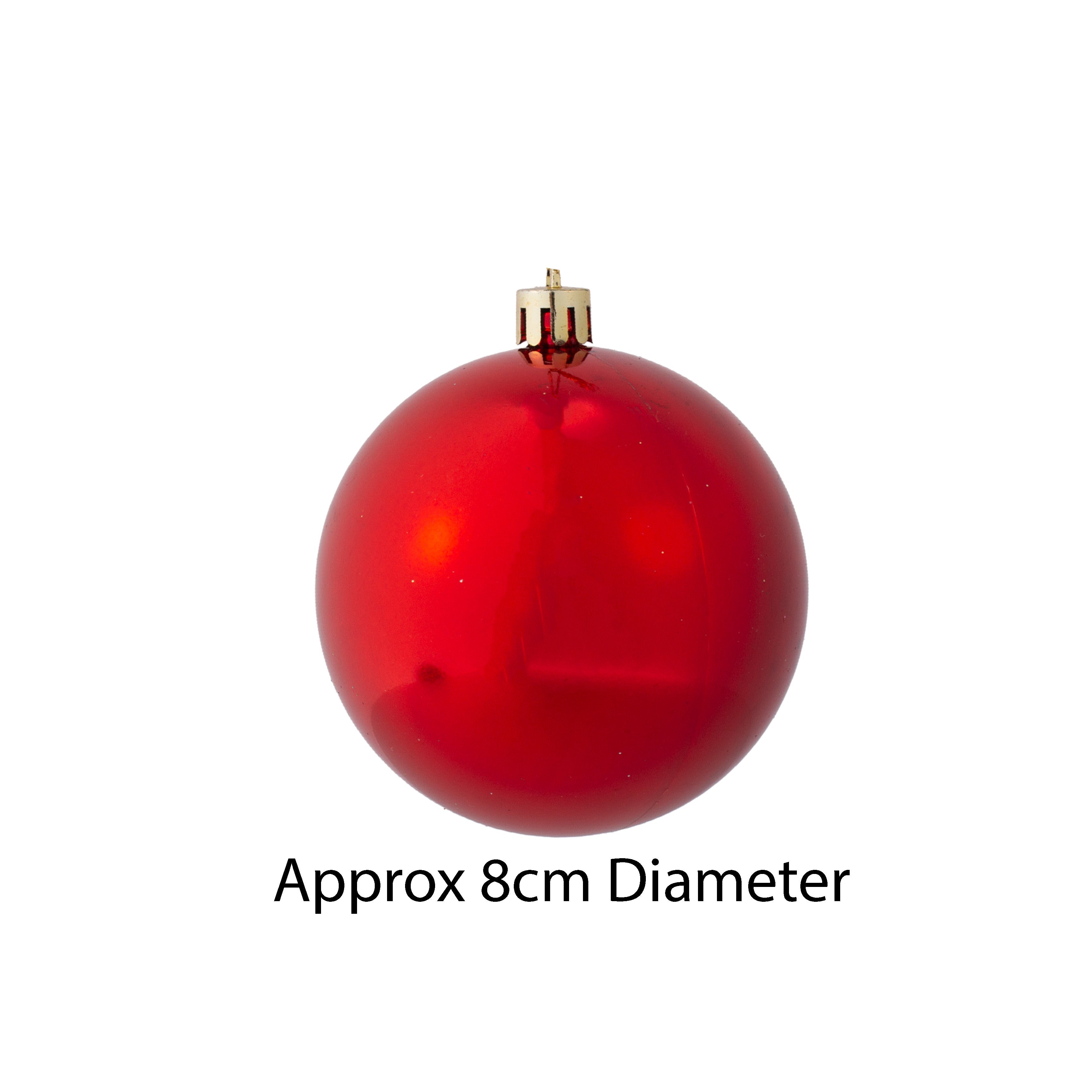Christmas Decoration Matte Finish, Glittered Bauble Big Red 8cm 6pcs