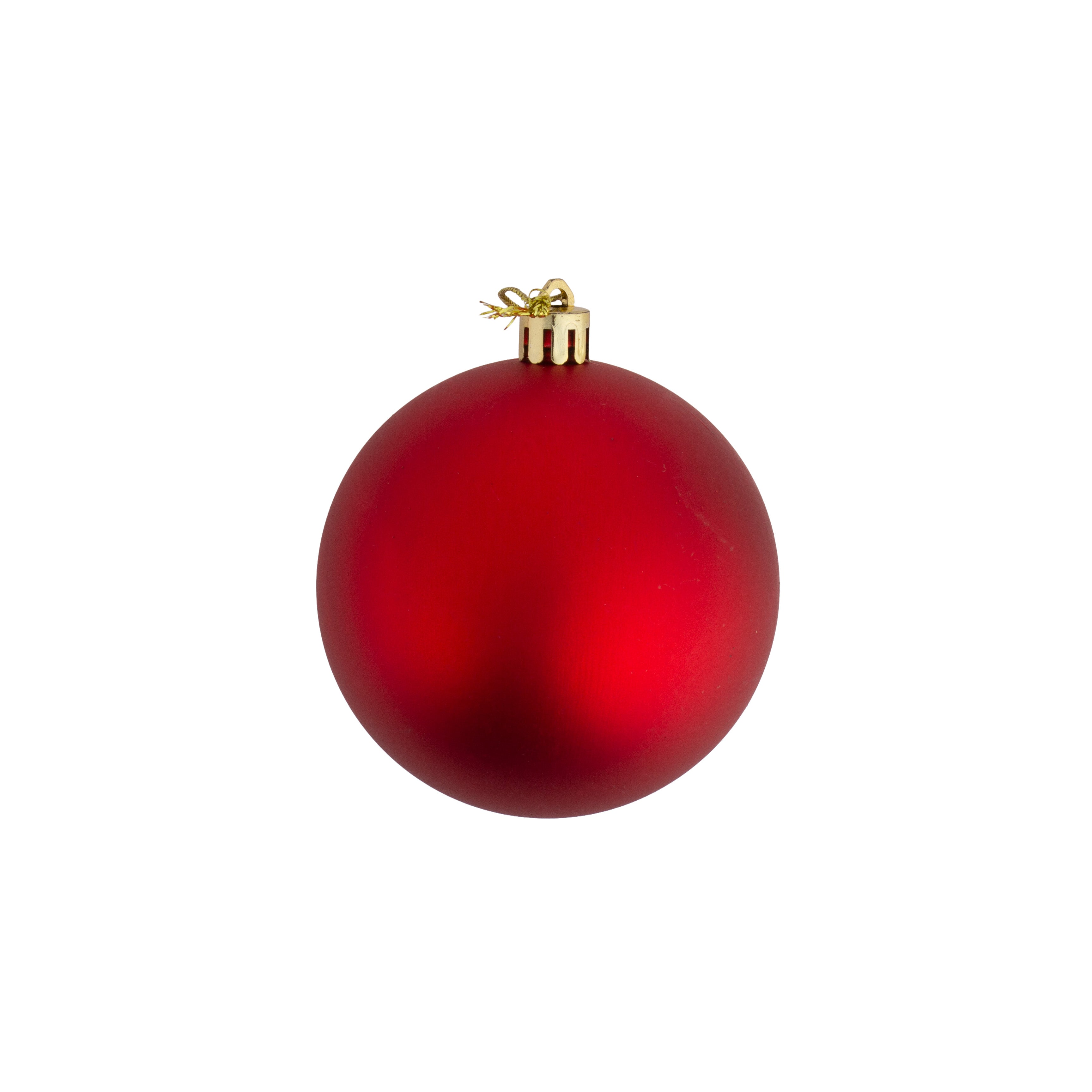 Christmas Decoration Matte Finish, Glittered Bauble Big Red 8cm 6pcs
