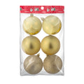 Christmas Decoration Matte Finish, Glitter Bauble Big Gold 8cm 6pcs