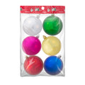 Christmas Decoration Matte Finish, Glitter Bauble Big Assorted colours 8cm 6pcs