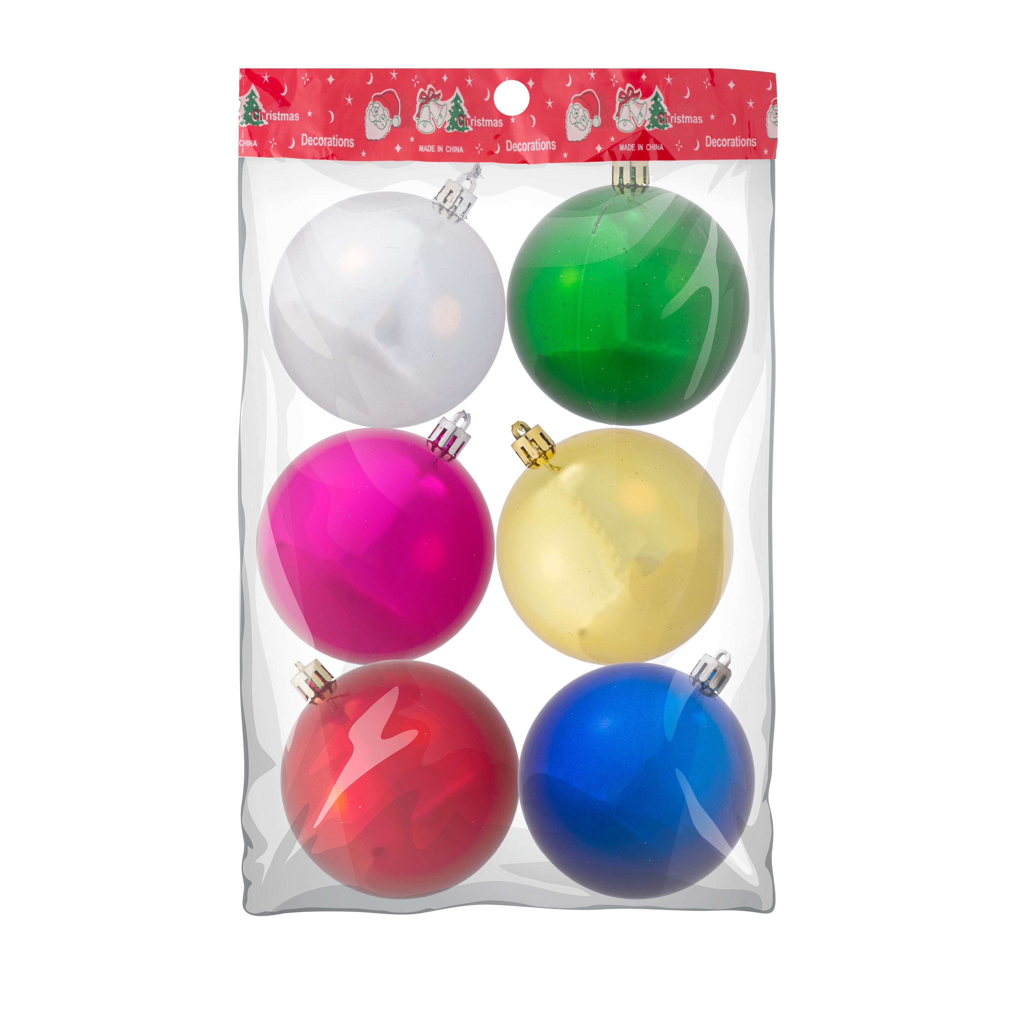 Christmas Decoration Matte Finish, Glitter Bauble Big Assorted colours 8cm 6pcs