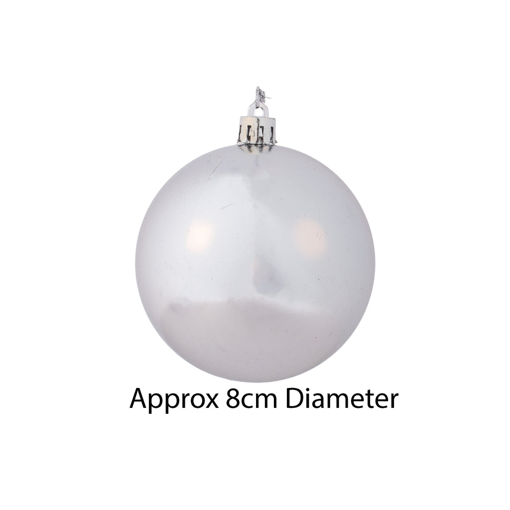 Christmas Decoration Matte Finish, Glitter Bauble Big Assorted colours 8cm 6pcs