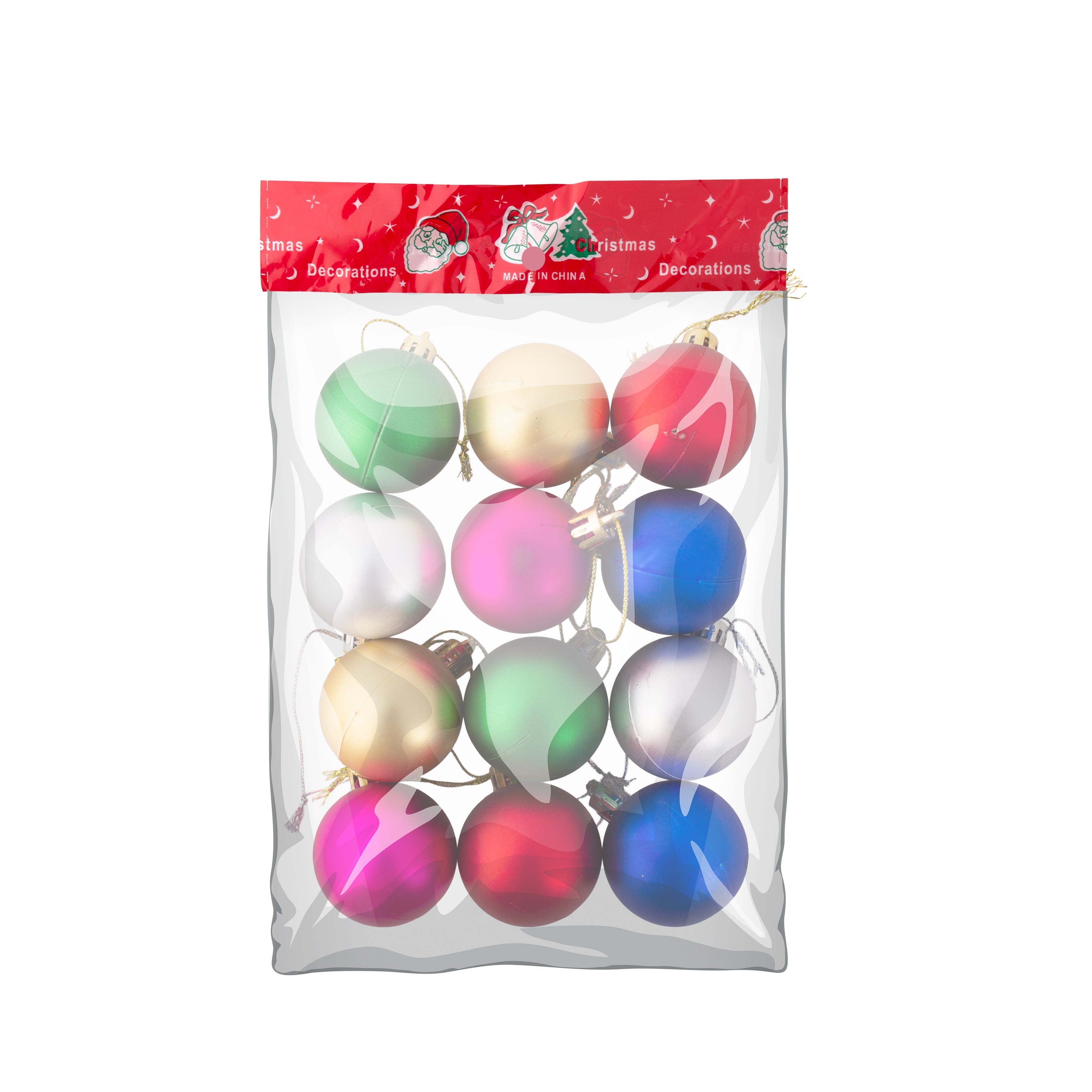 Christmas Decoration Matte Baubles Assorted colours 4cm 12set