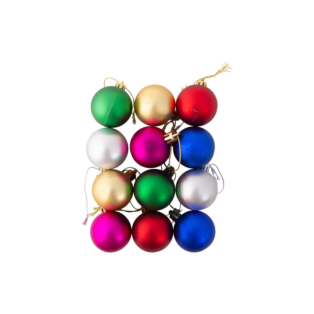 Christmas Decoration Matte Baubles Assorted colours 4cm 12set