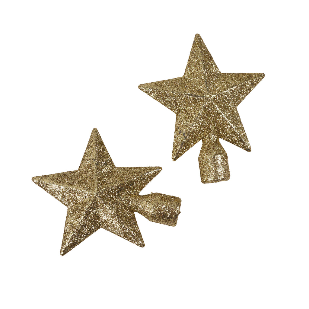 Christmas Tree Topper Gold Glitter Star Small 10cm 2pcs