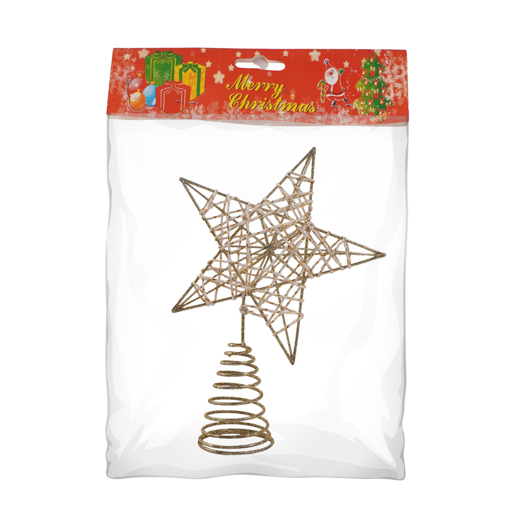 Christmas Tree Topper Gold Glitter Metal Star 20 X 14cm 1pc
