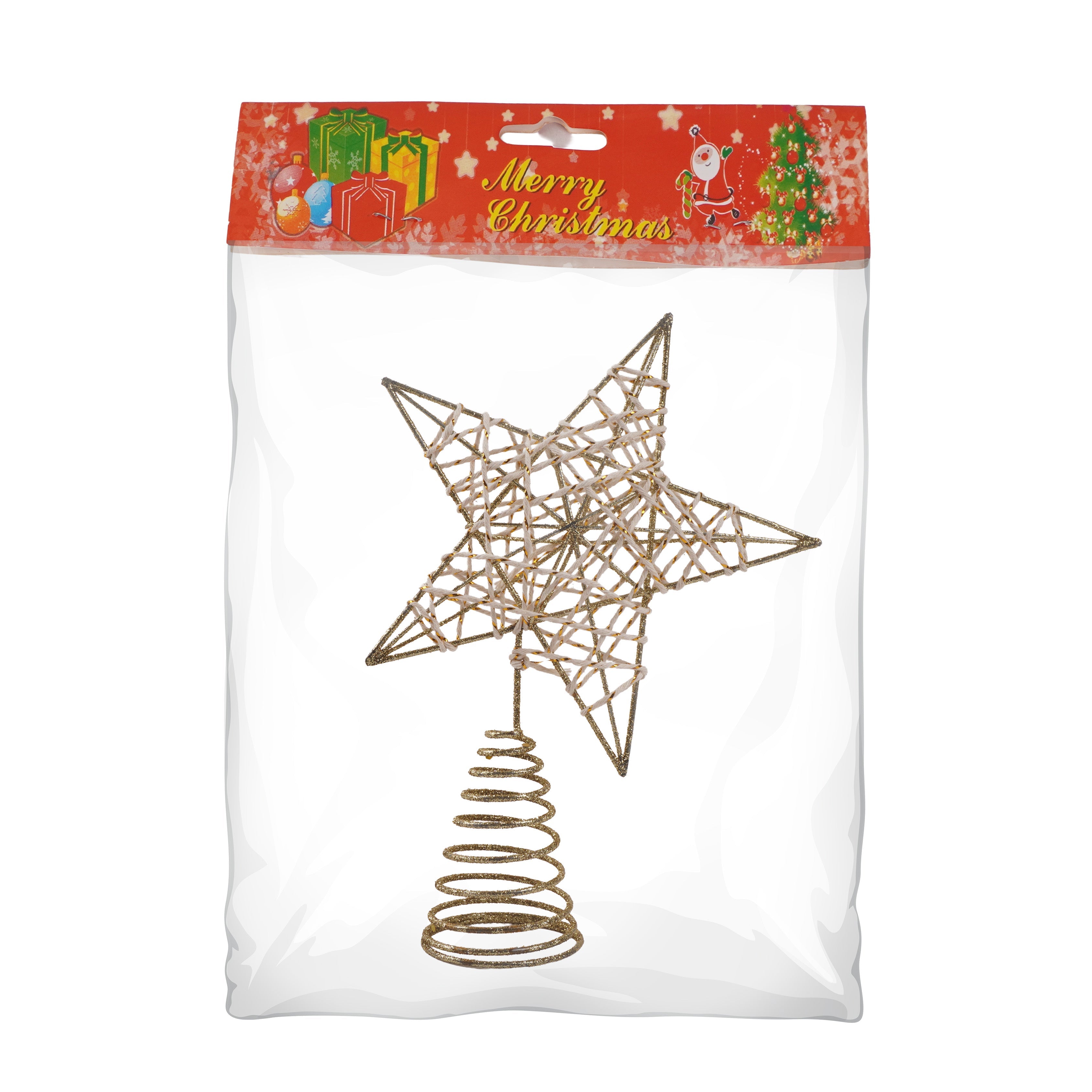 Christmas Tree Topper Gold Glitter Metal Star 20 X 14cm 1pc