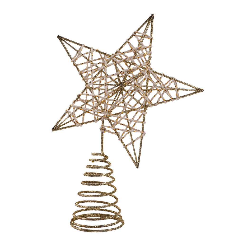 Christmas Tree Topper Gold Glitter Metal Star 20 X 14cm 1pc