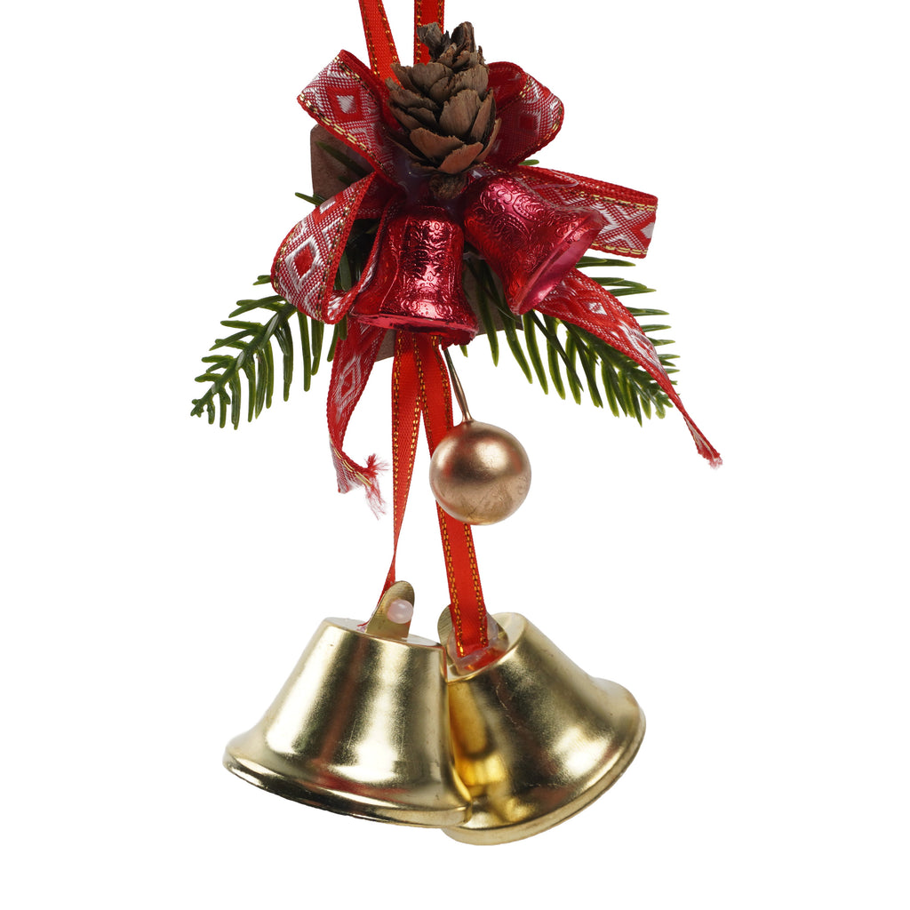 Christmas Decoration Hanging Bell with Holly Berry Gold 12.5cm 1pc