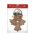 Christmas Decoration Wall Hanging Jingle Bell Gold Glitter 23 X 16cm 1pc