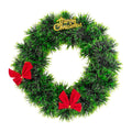 Christmas Tinsel Wreath Dark Green with Red Bow 25cm Dia 1pc