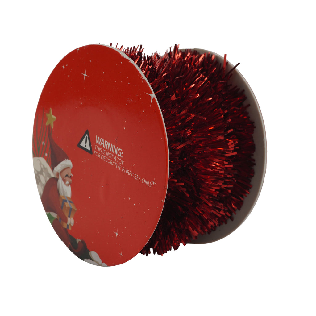 Christmas Tinsel Garland Wired Metallic Red 5m 1Roll