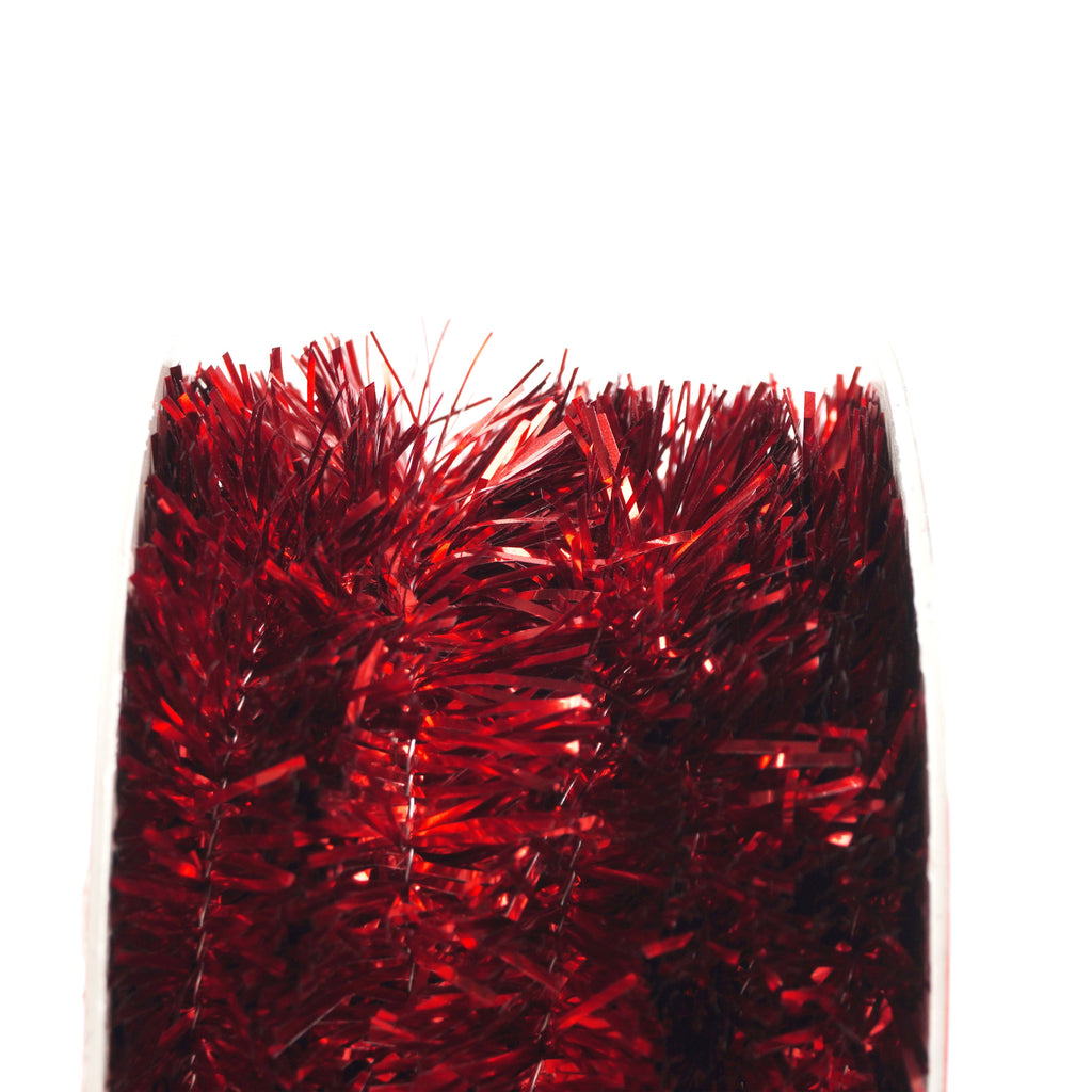 Christmas Tinsel Garland Wired Metallic Red 5m 1Roll