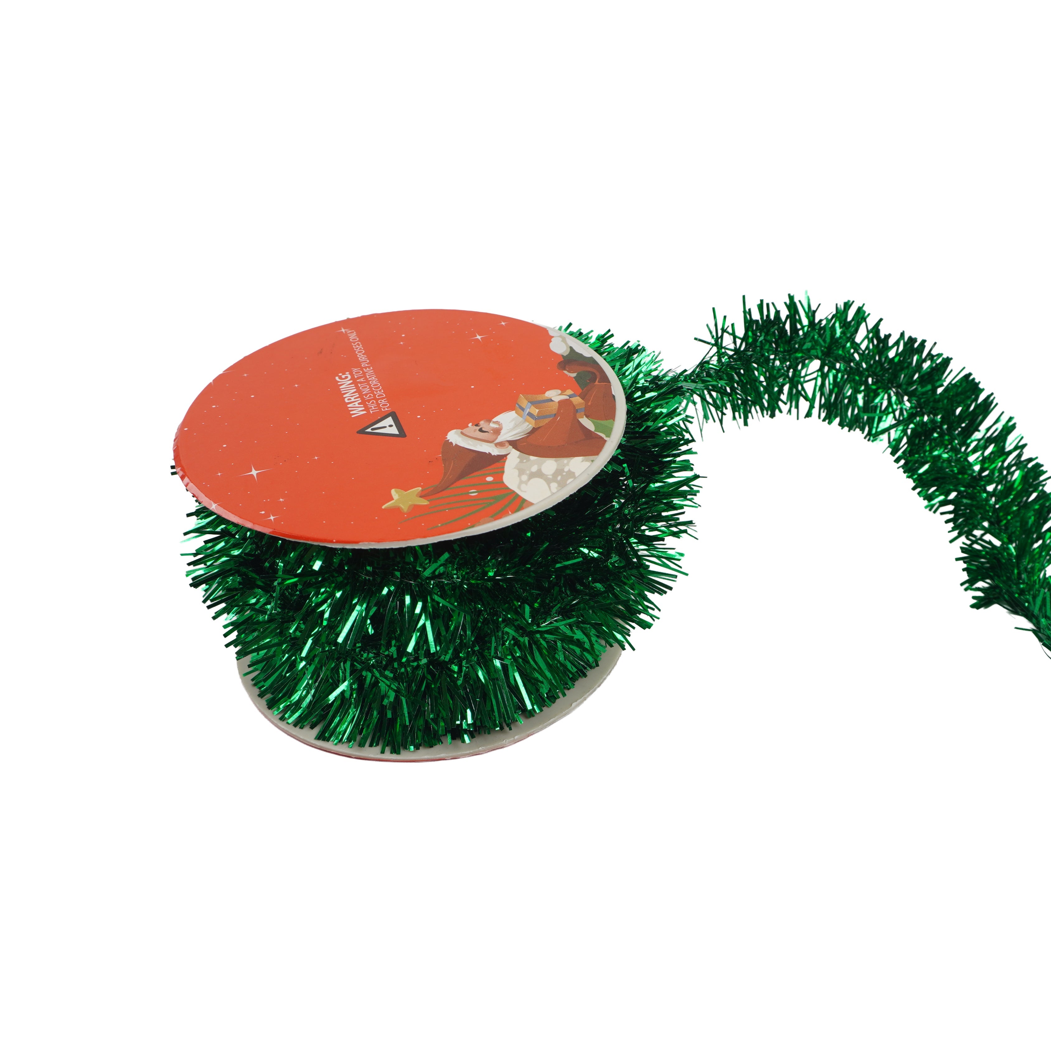 Christmas Tinsel Garland Wired Metallic Green 5m 1Roll